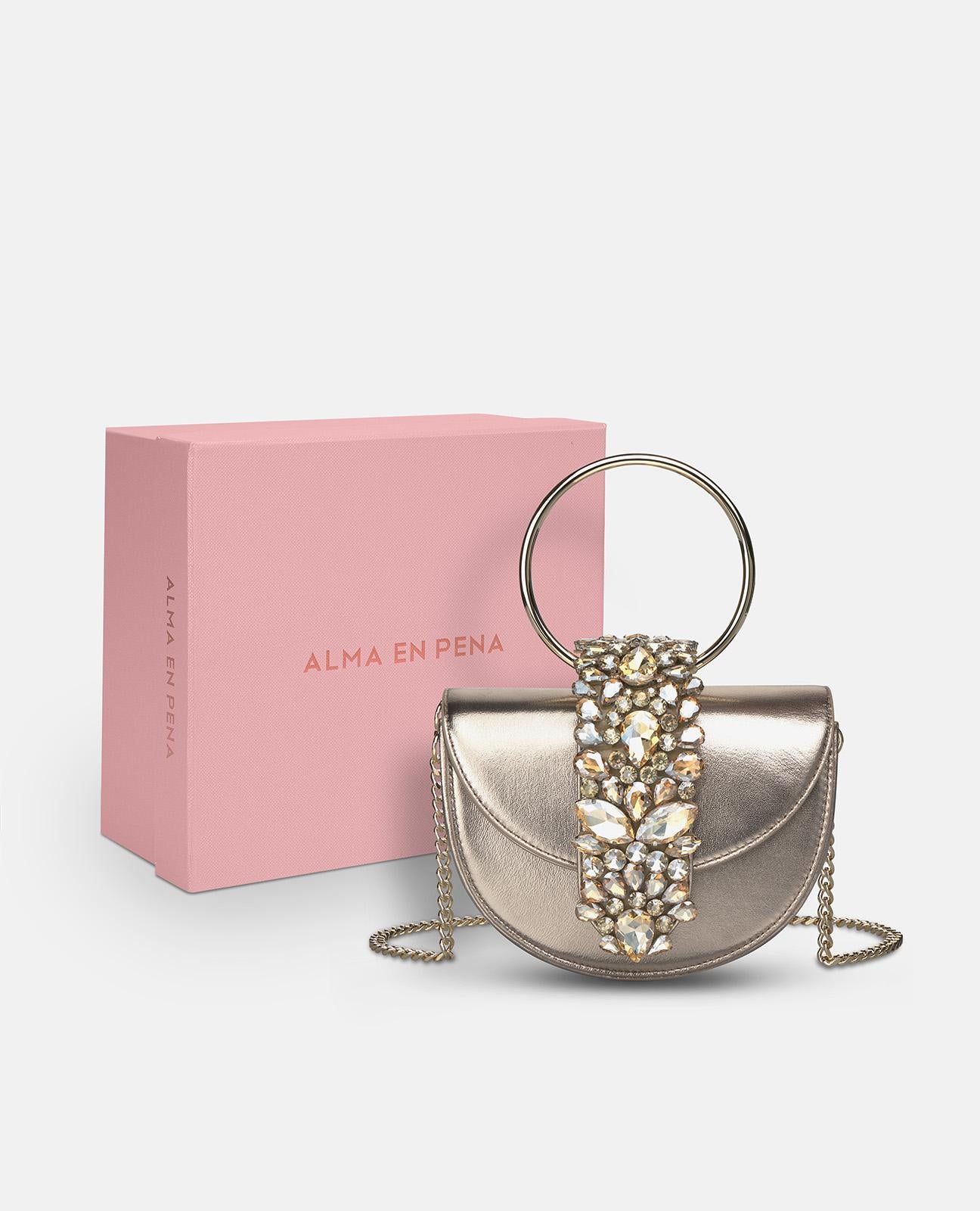 JEWELED HALF MOON BAG