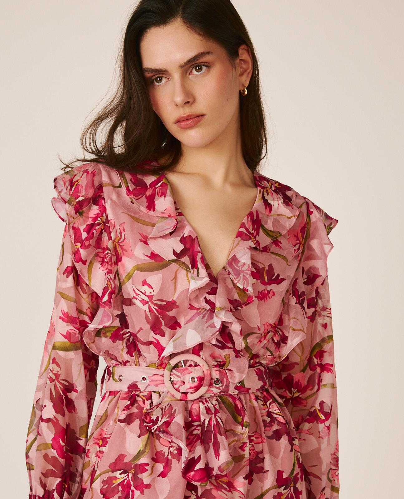 VESTIDO MIDI MANGA ABLUSADA