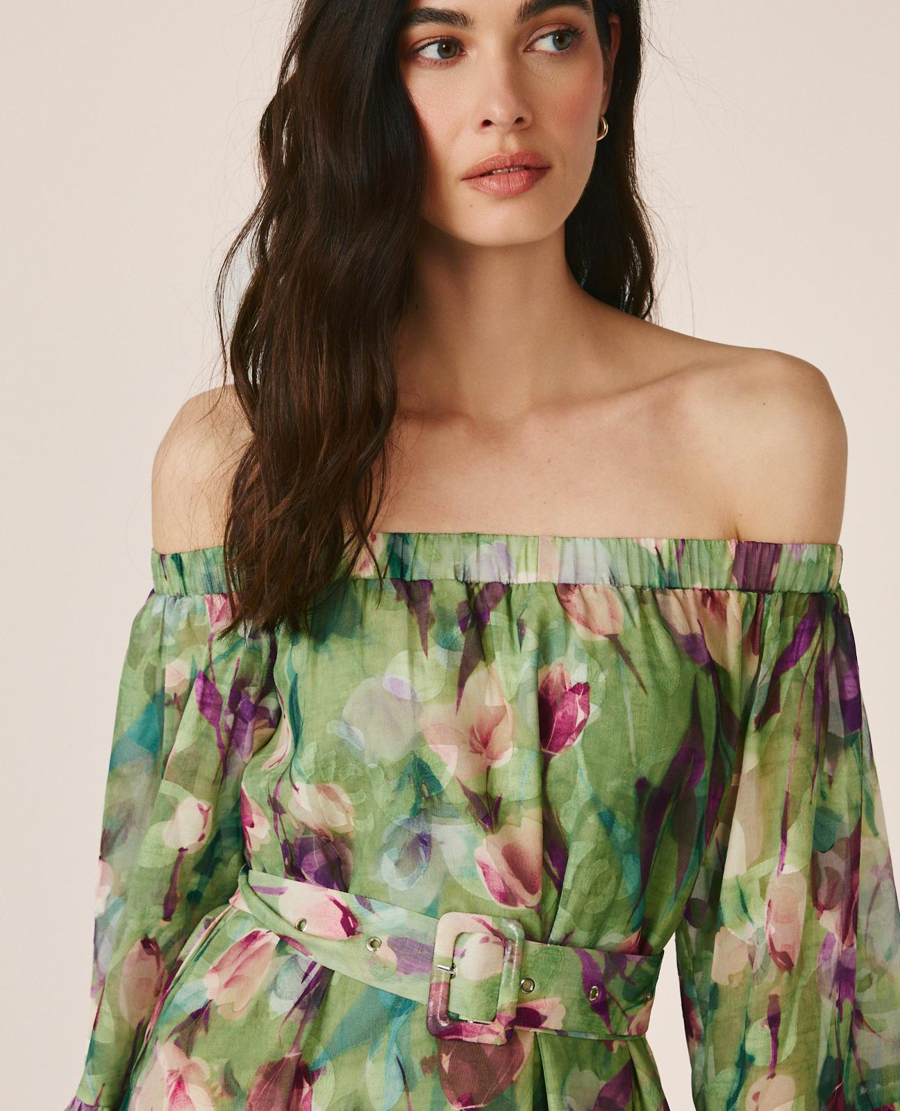 VESTIDO MIDI MANGA ACAMPANADA