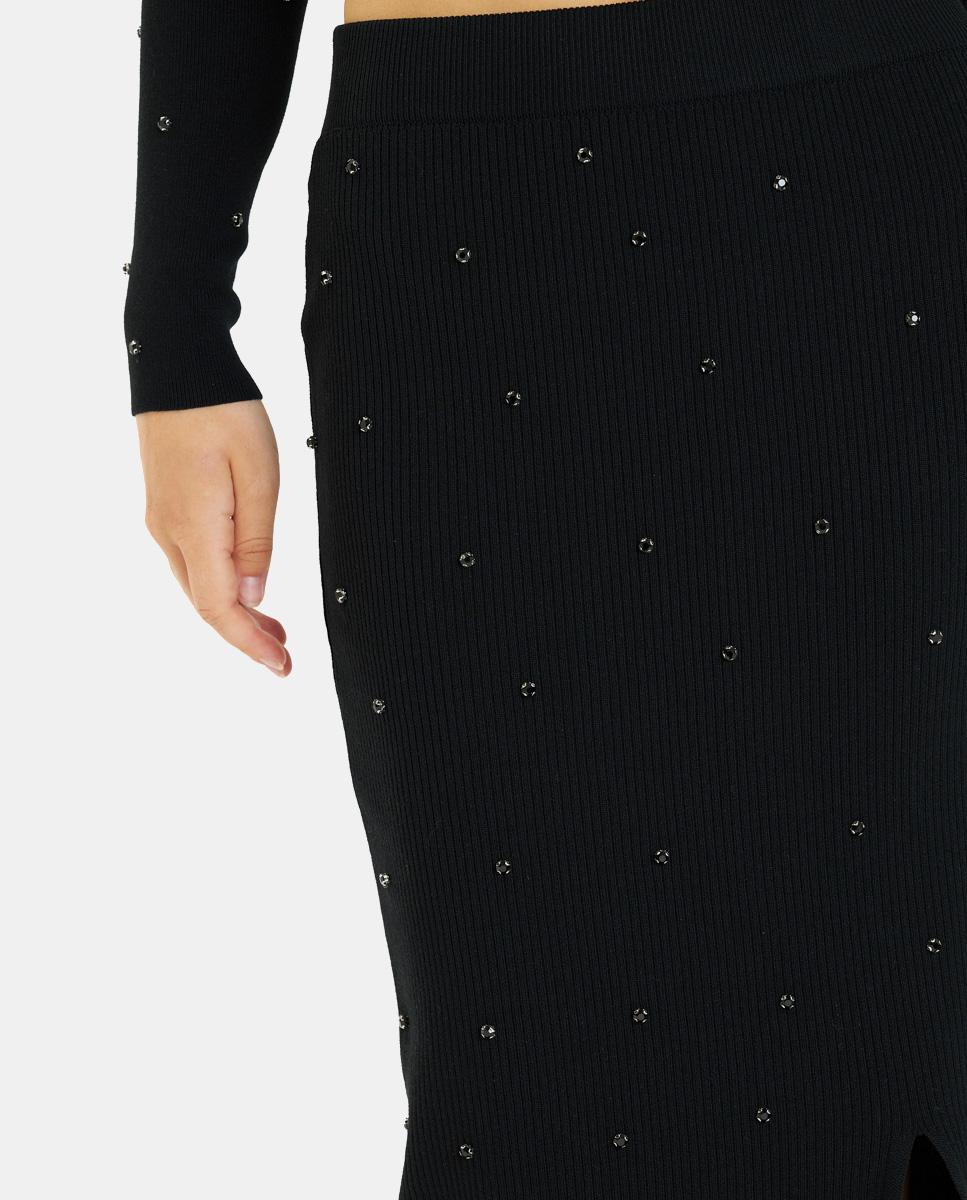 JUPE MIDI TRICOTÉE AVEC DES STRASS