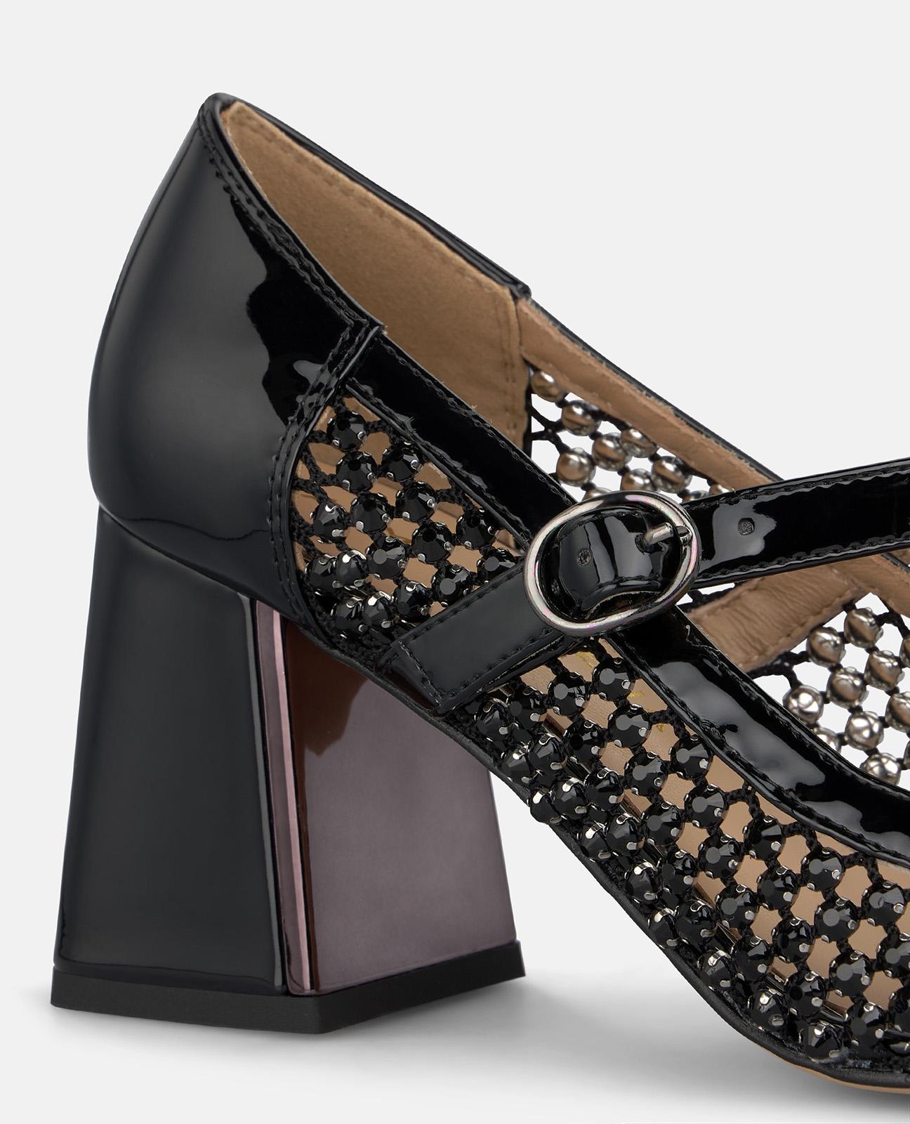 ZAPATO MALLA EFECTO METALIZADO CON DETALLE PEDRERIA