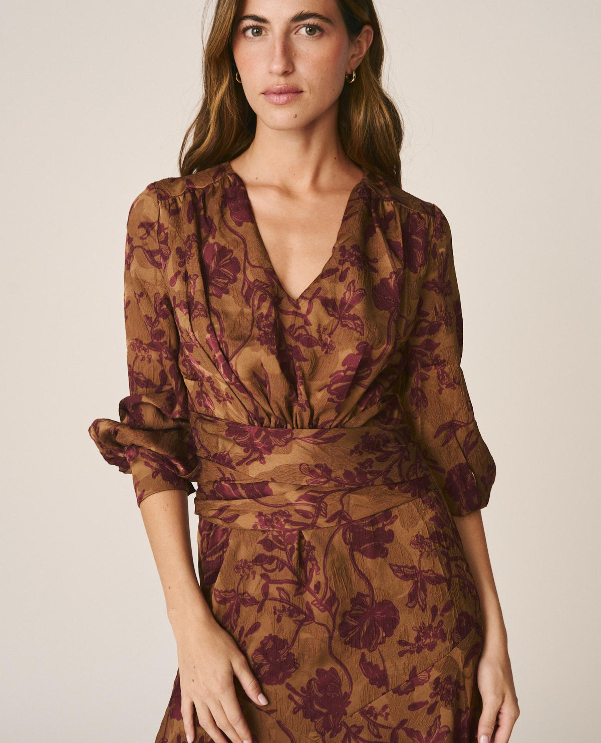 FLORAL JACQUARD LONG DRESS