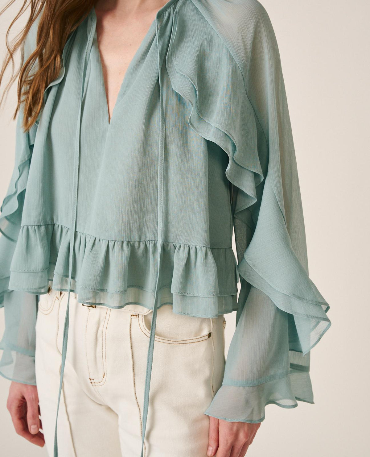 BLUSA MANGA VOLANTES