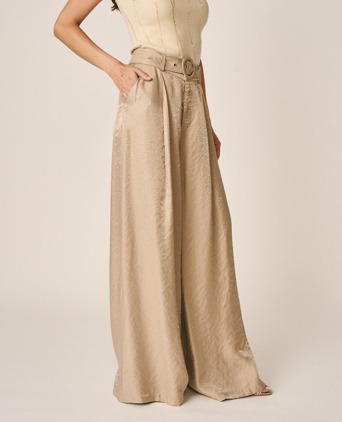 WIDE-LEG SATIN PANTS
