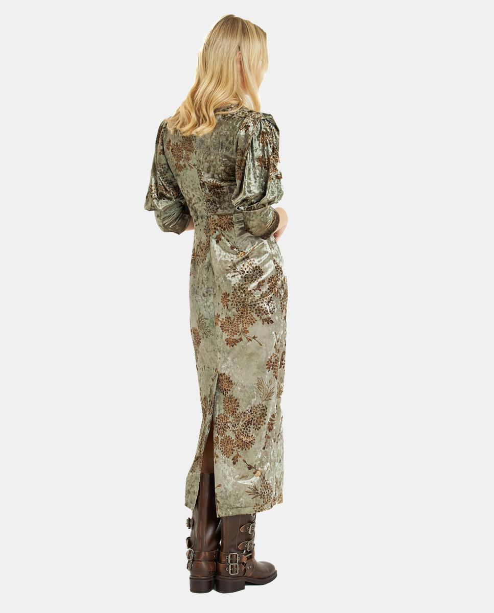 VESTIDO DE VELUDO COM MANGAS BUFANTES