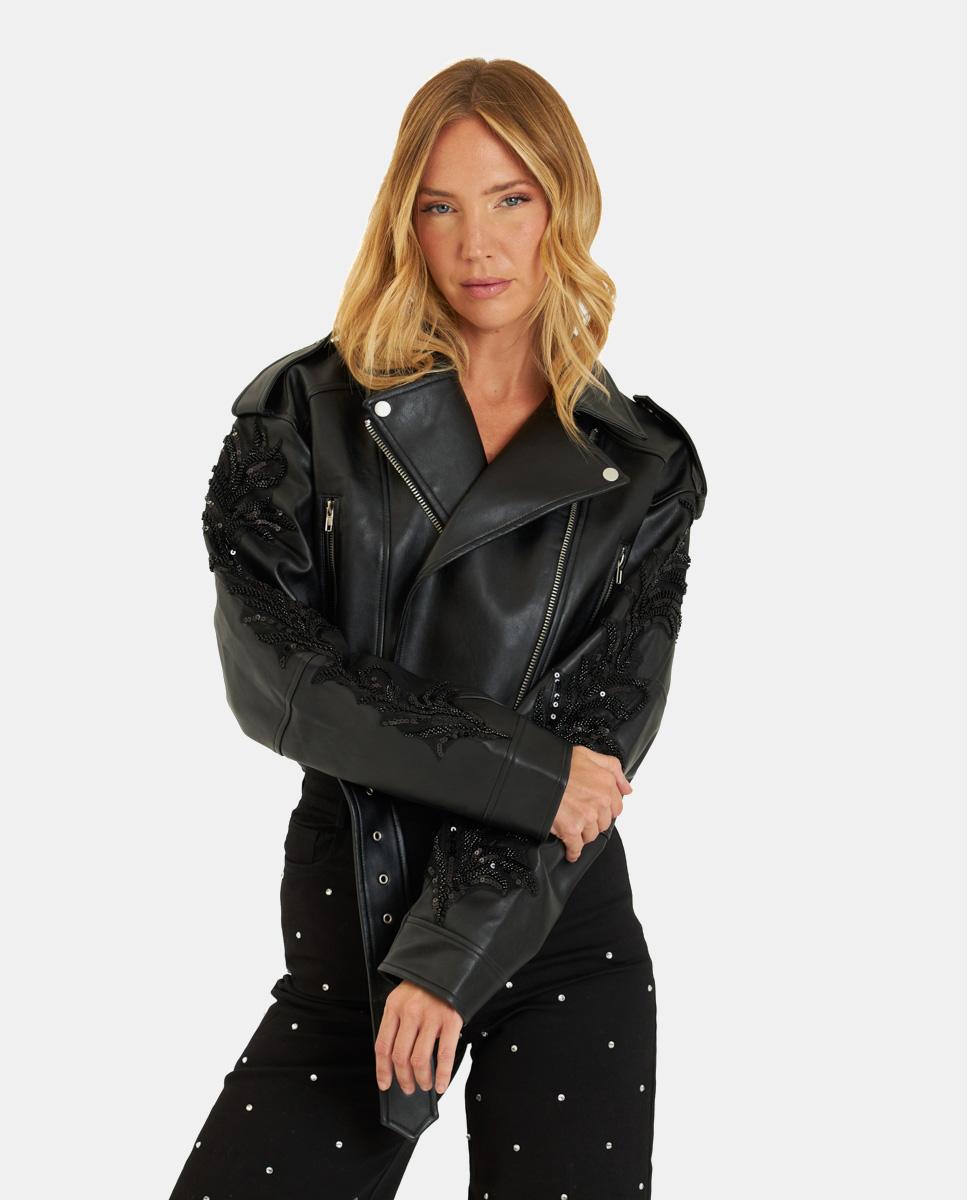 BIKER JACKET WITH RHINESTONES