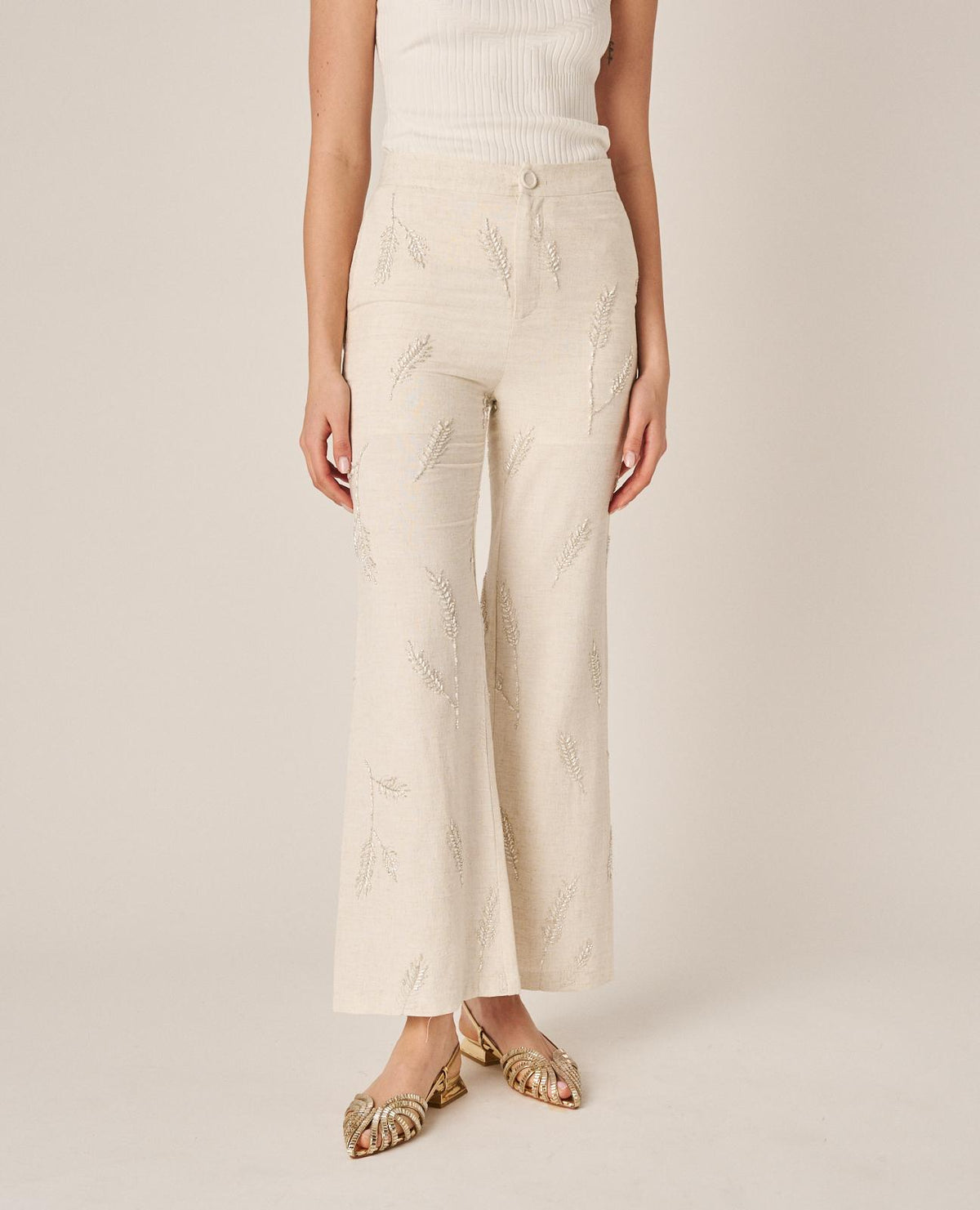 EMBROIDERED FLARED TROUSERS