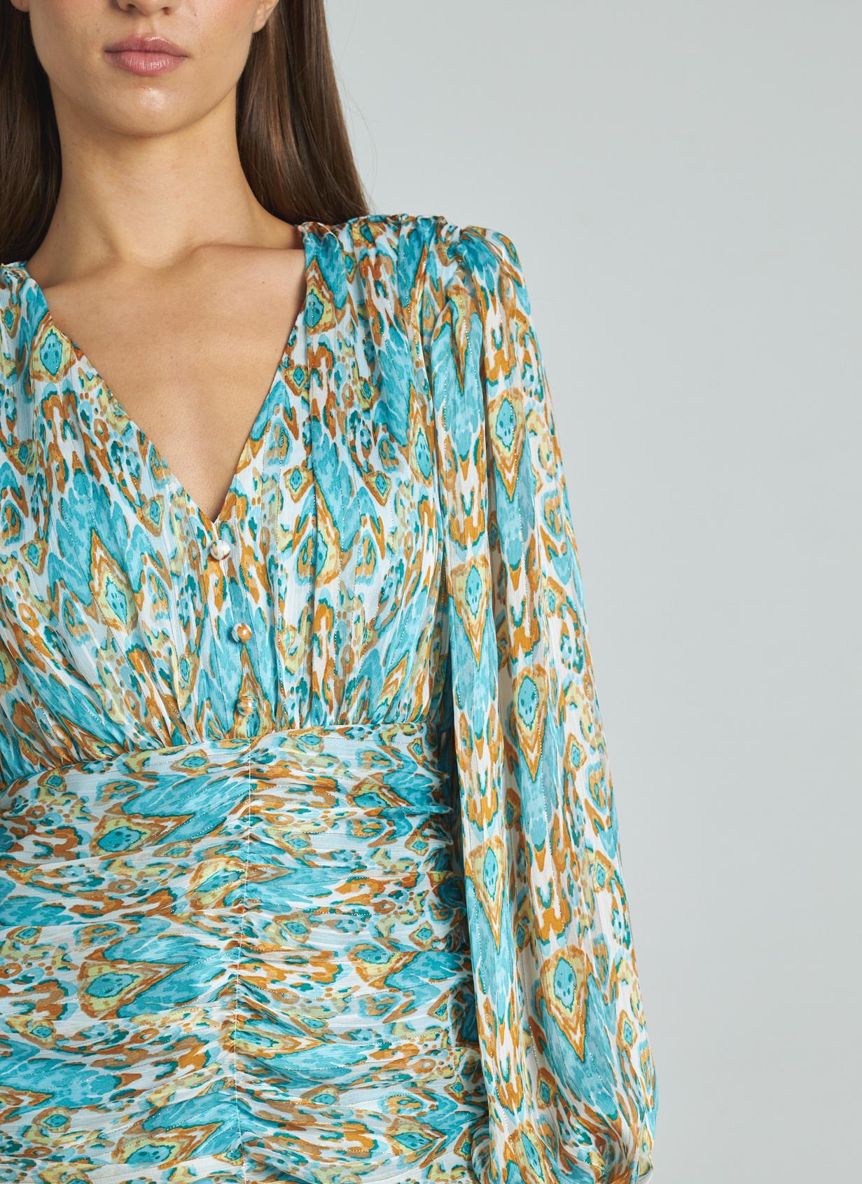 VESTIDO ESTAMPADO FRUNCIDO