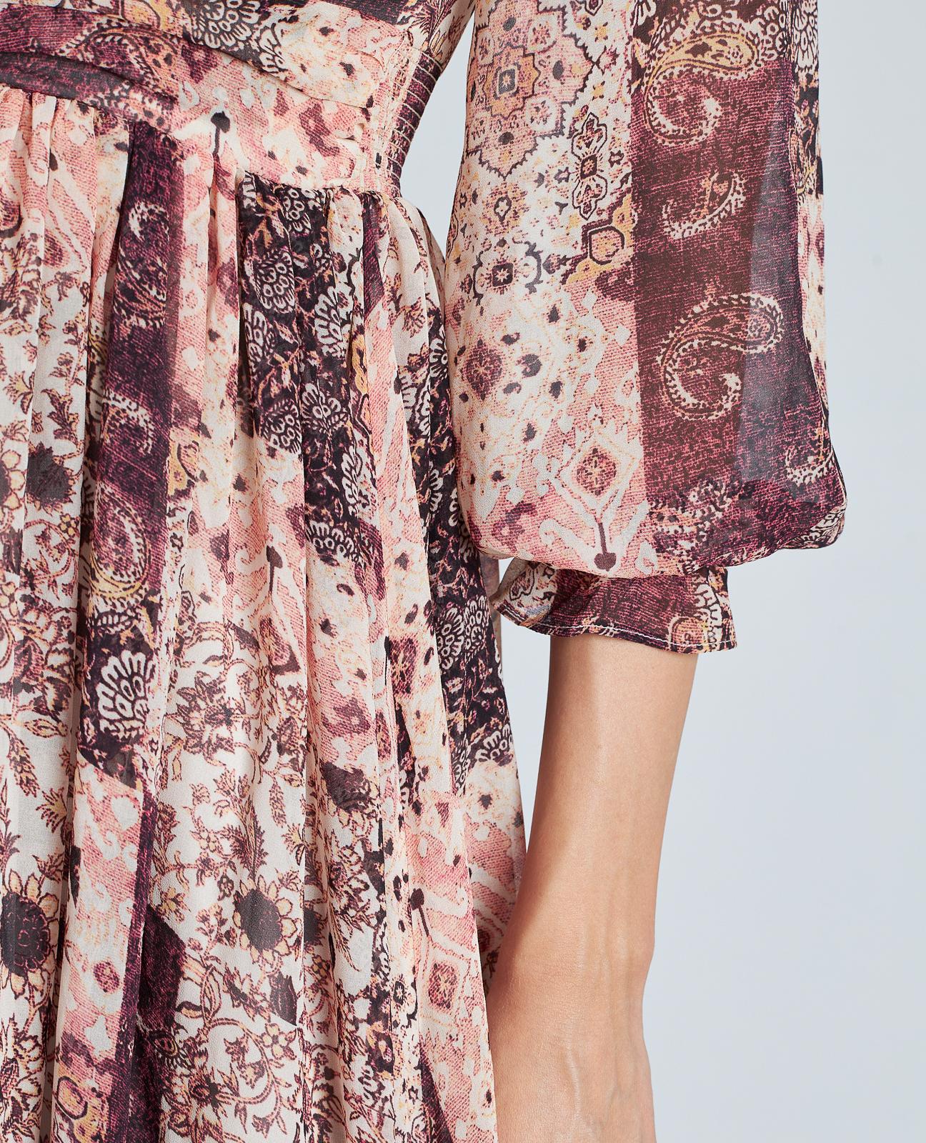 VESTIDO ESTAMPADO MANGA ABULLONADA