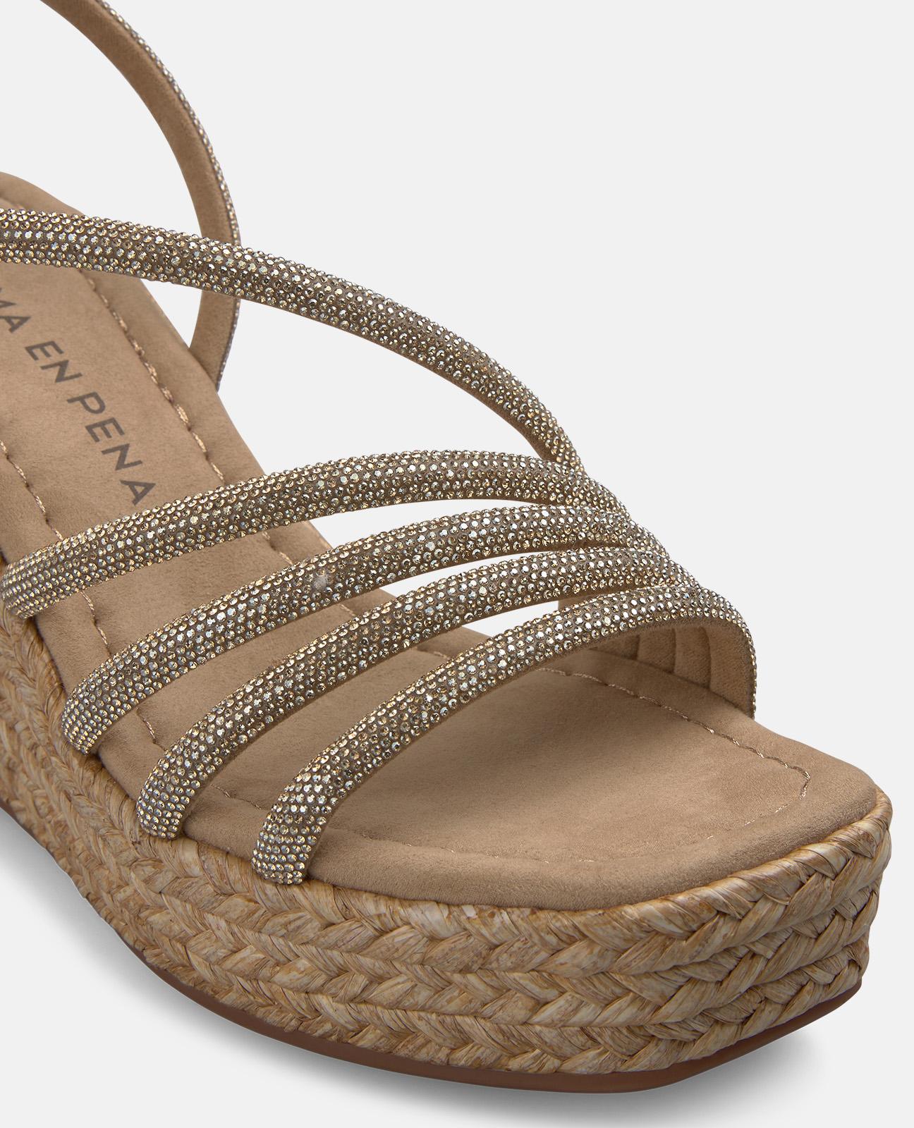 SANDALIA PLATAFORMA ESPARTO CON CUATRO TIRAS TUBULARES