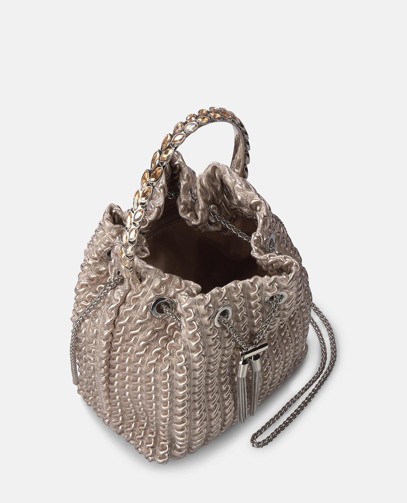 RHINESTONE DETAIL BOWLER BAG