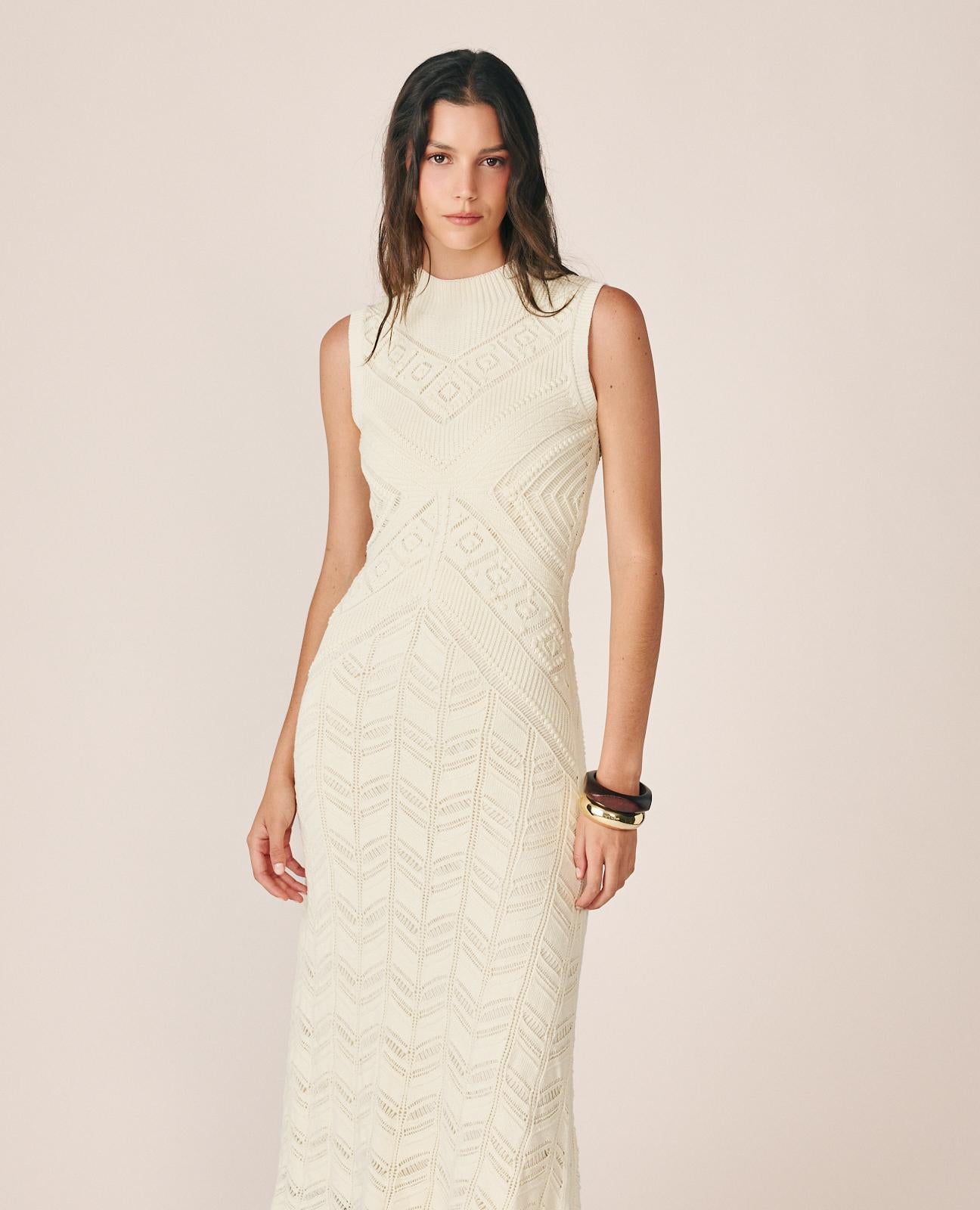 VESTIDO MAXI DE PUNTO CALADO