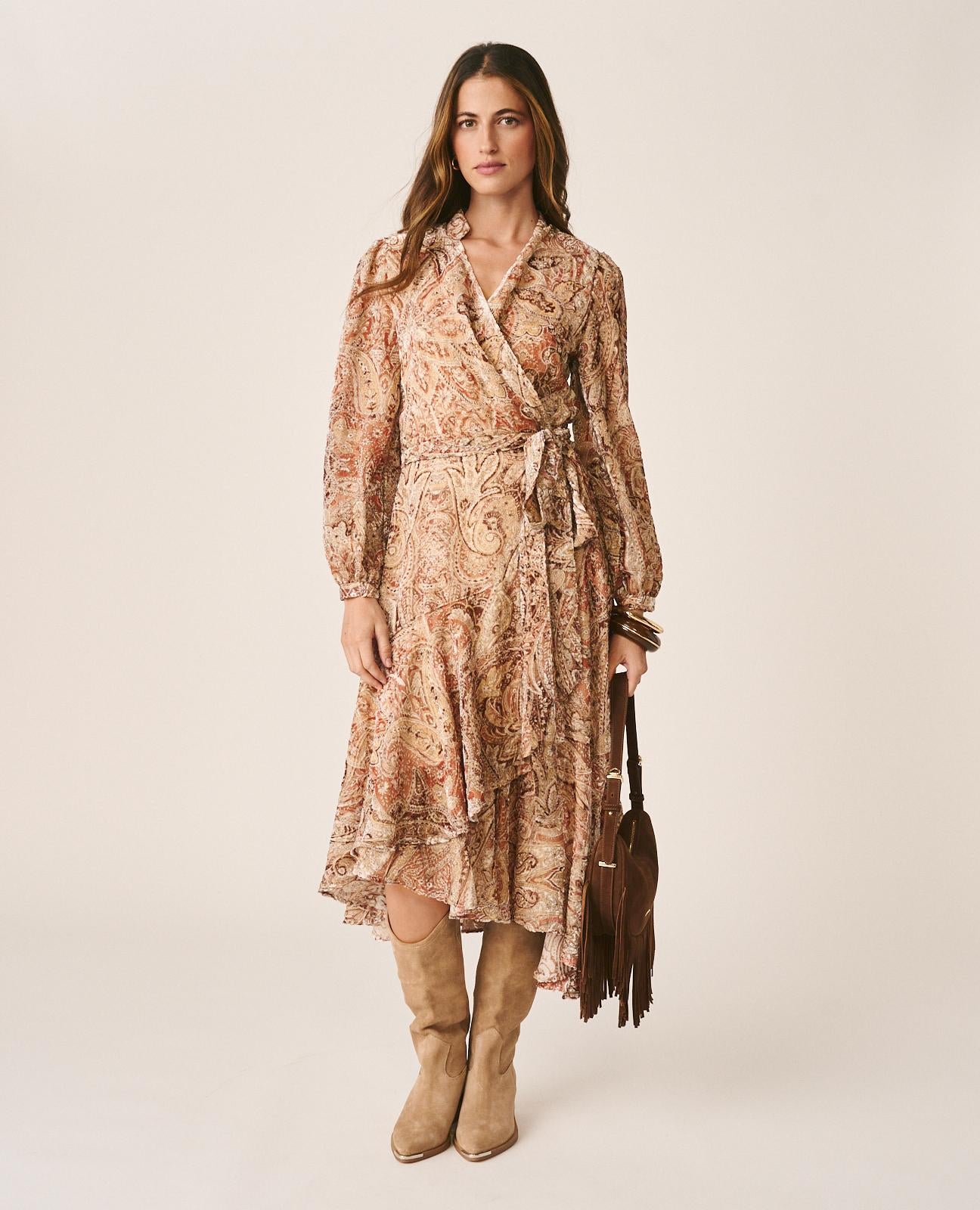 VESTIDO MIDI SEDA PAISLEY