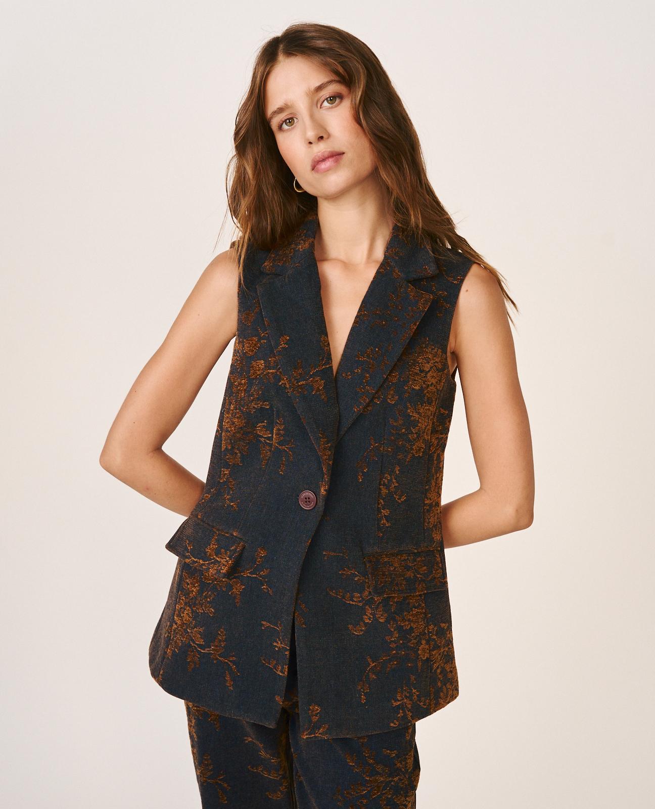 CHALECO DENIM FLORAL