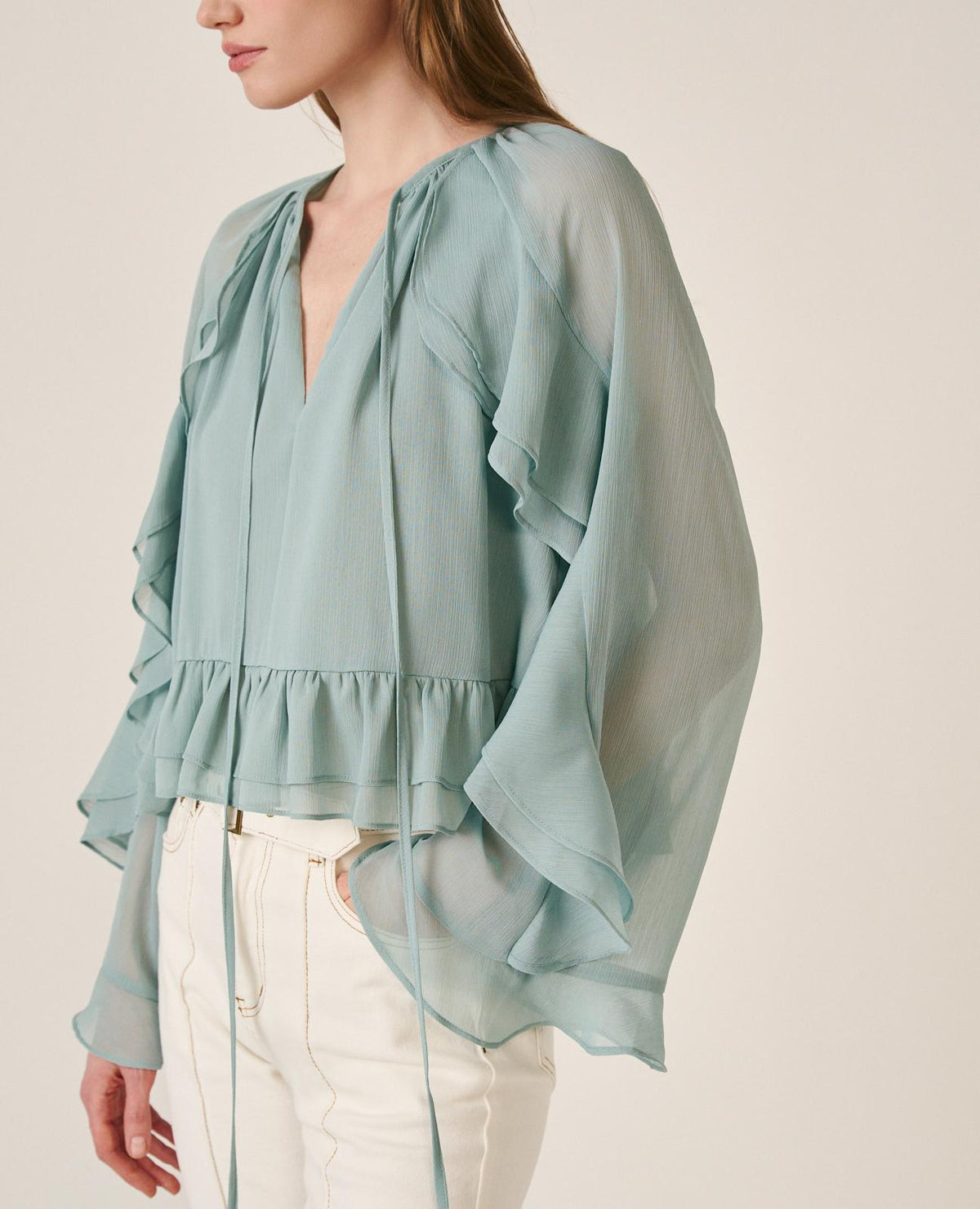 BLUSA MANGA VOLANTES