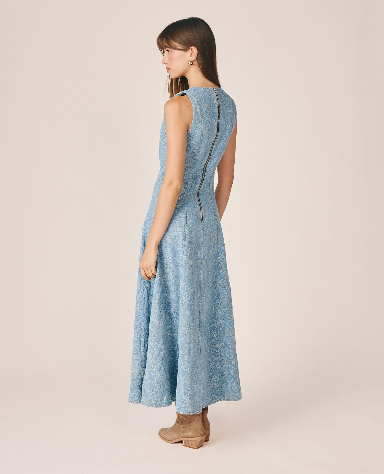 VESTIDO LARGO JACQUARD PAISLEY