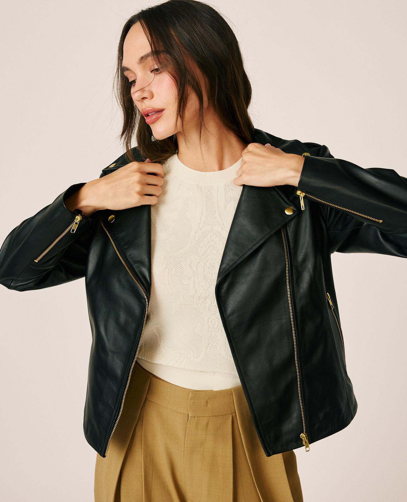 CHAQUETA NAPA CON TACHAS