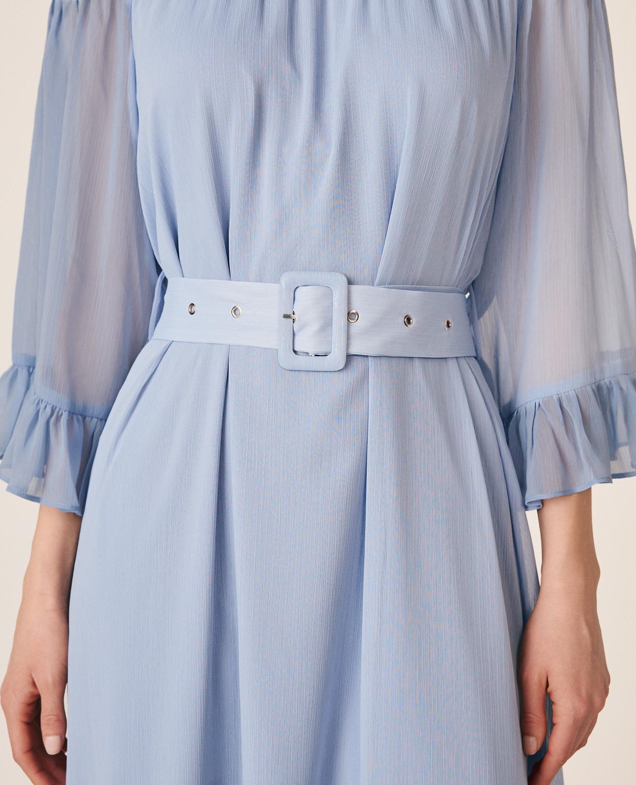 VESTIDO MÉDIO COM MANGAS FOLHADAS