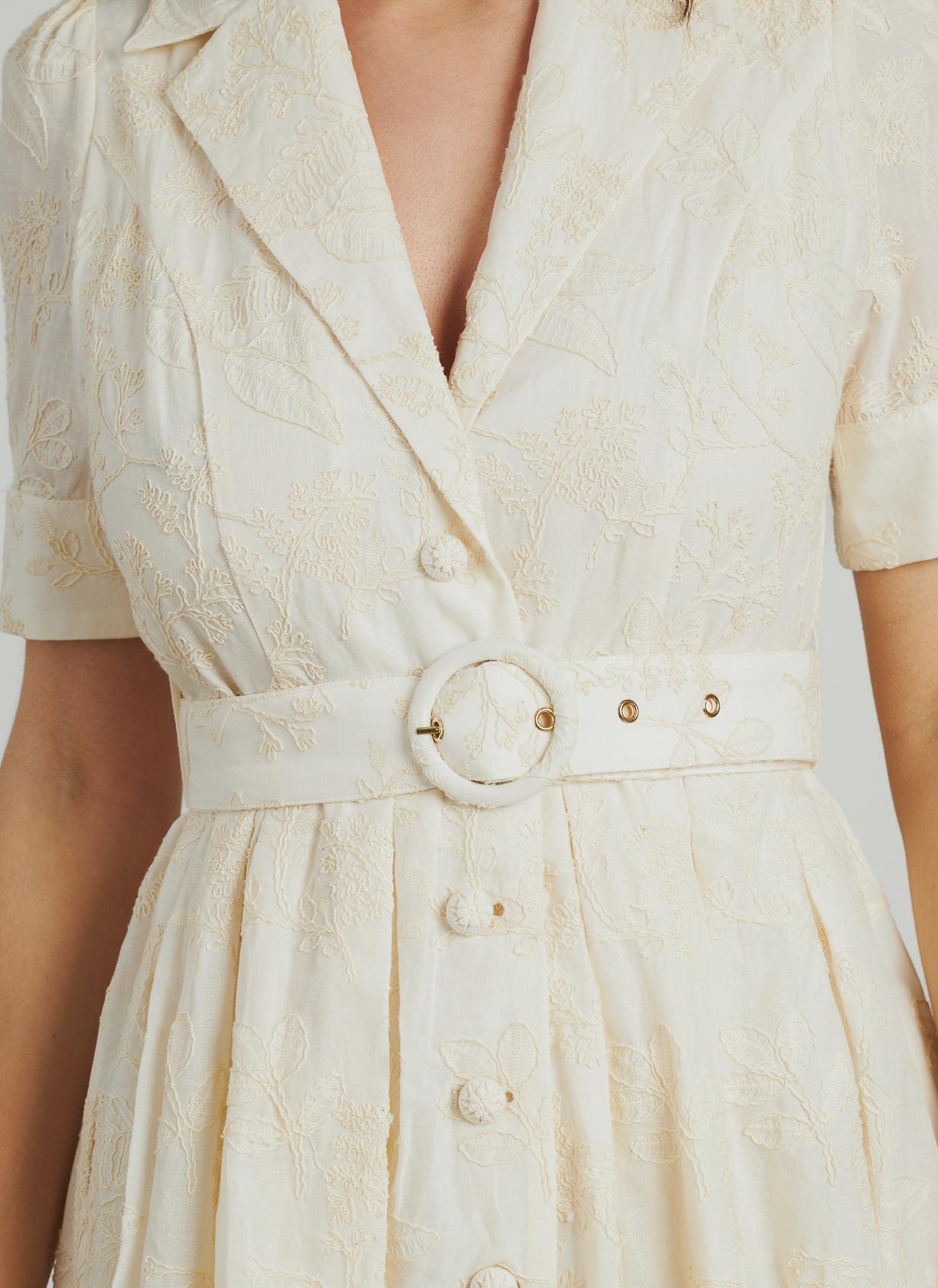 VESTIDO MIDI BORDADO CINTURÓN
