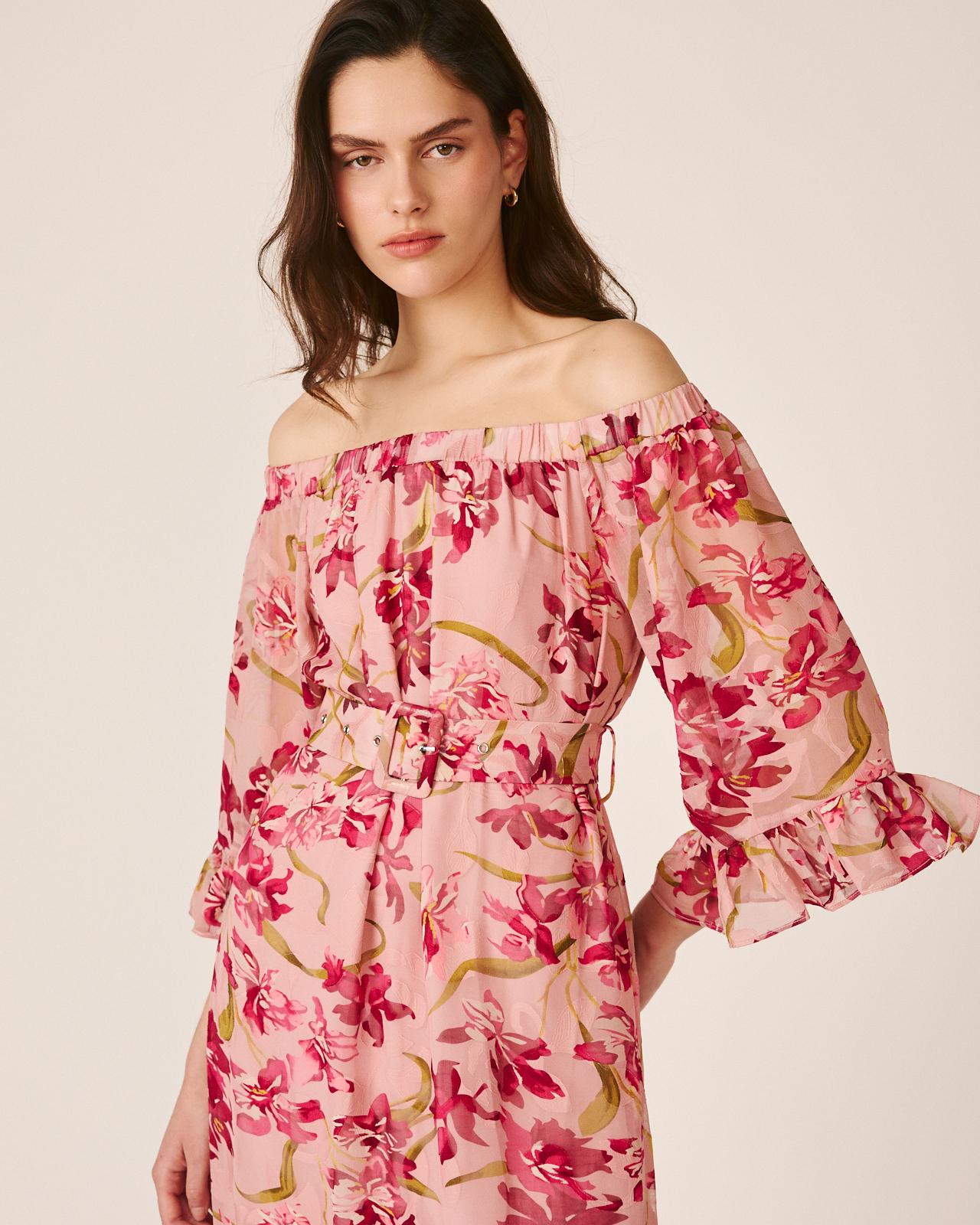 VESTIDO MÉDIO COM MANGAS FOLHADAS