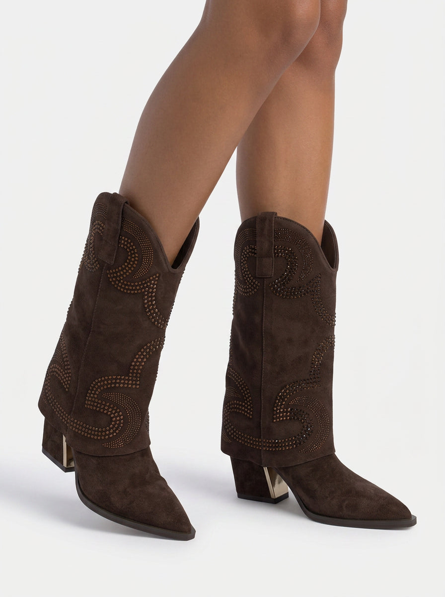 BOTA COWBOY DE ANTE CON DETALLES PEDRERÍA