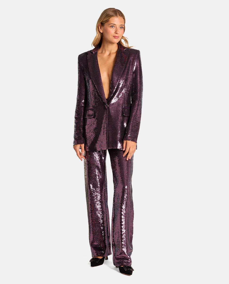 PANTALON DROIT À PAILLETTES