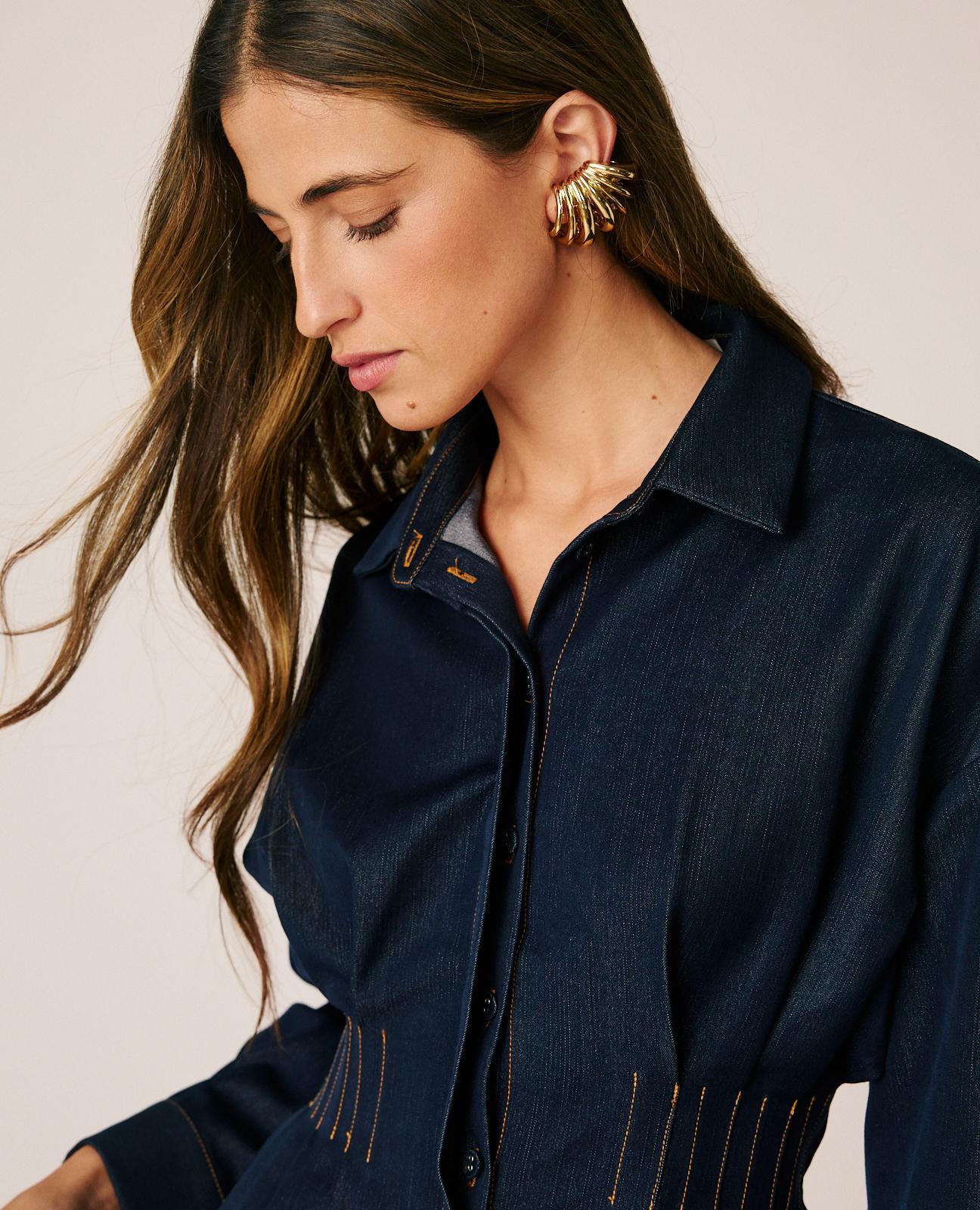 CAMISA DENIM PLISADA