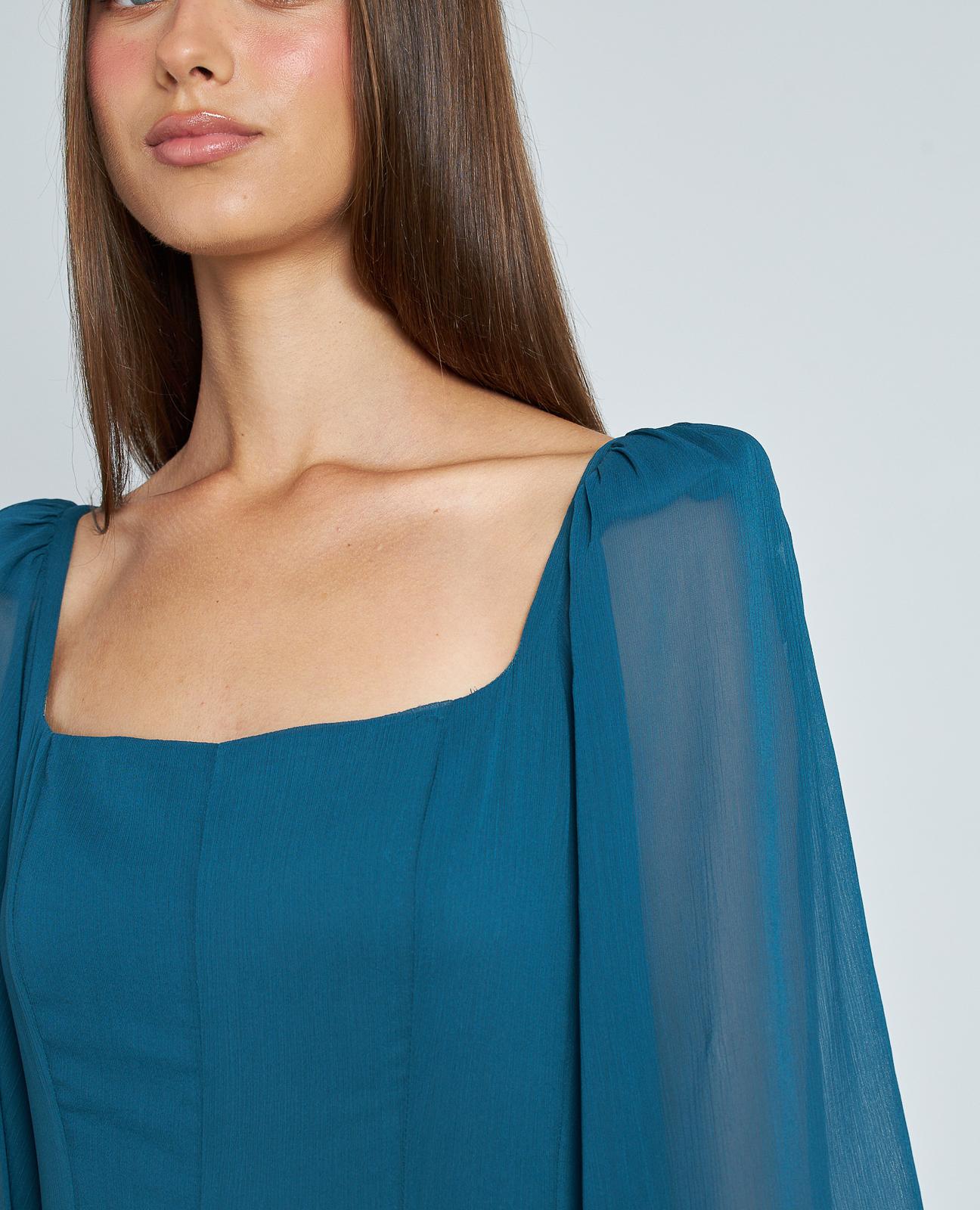 ROBE LONGUE À MANCHES BOUFFANTES