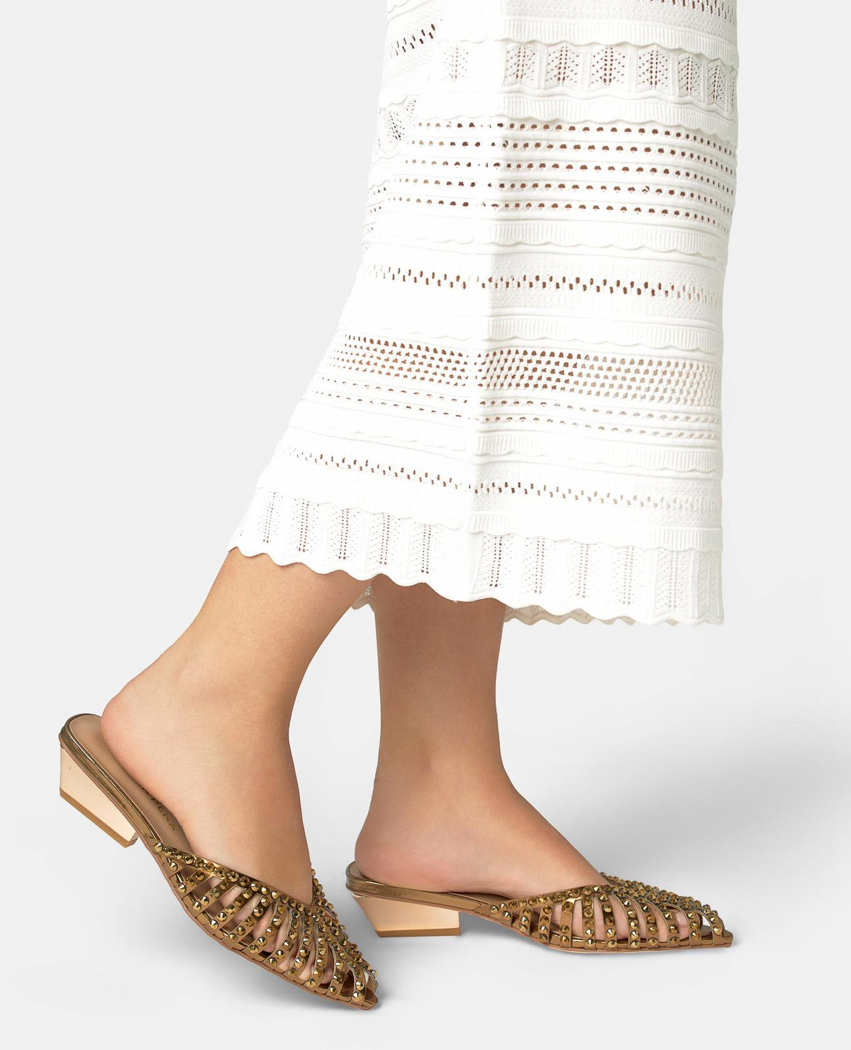 OPEN-HEEL MULE WITH MESH DETAIL
