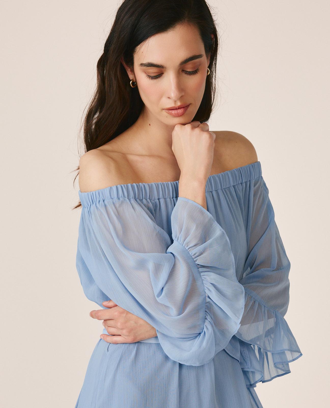 FLARED SLEEVE MIDI DRESS