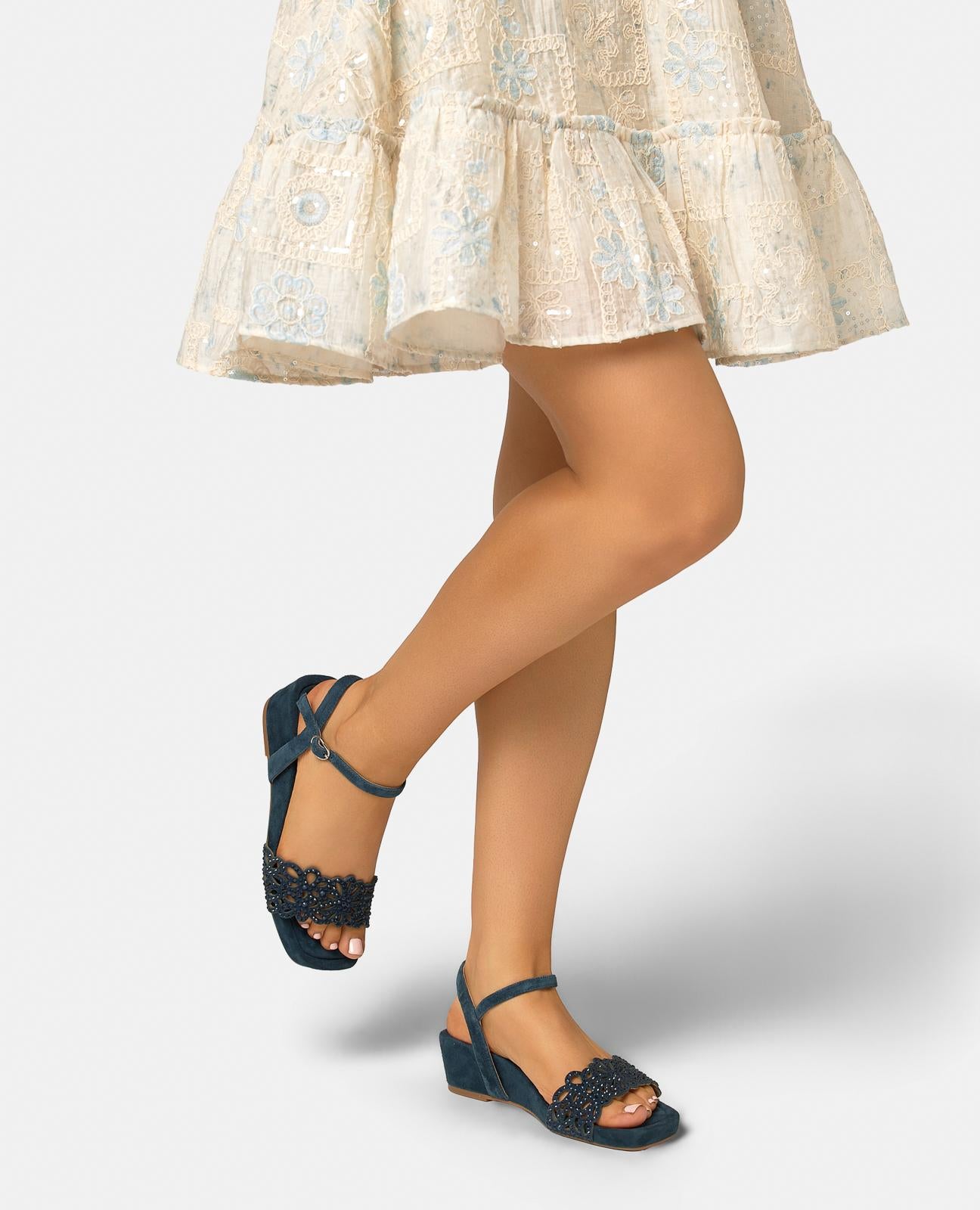 WEDGE SANDALS WITH FLORAL PRINT