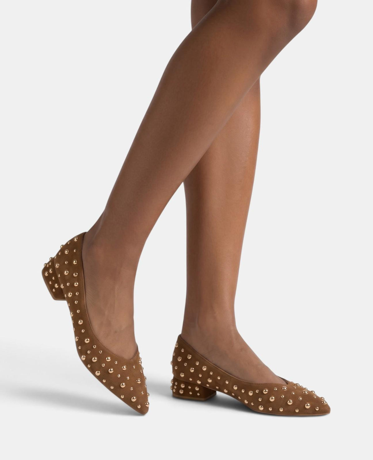 Leather Pumps with Circular Studs