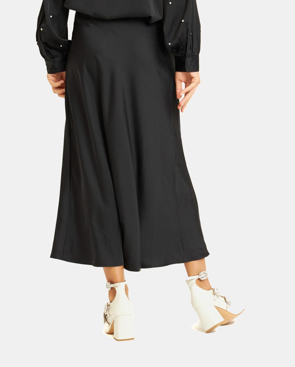 JUPE LONGUE EN SATIN AVEC STRASS