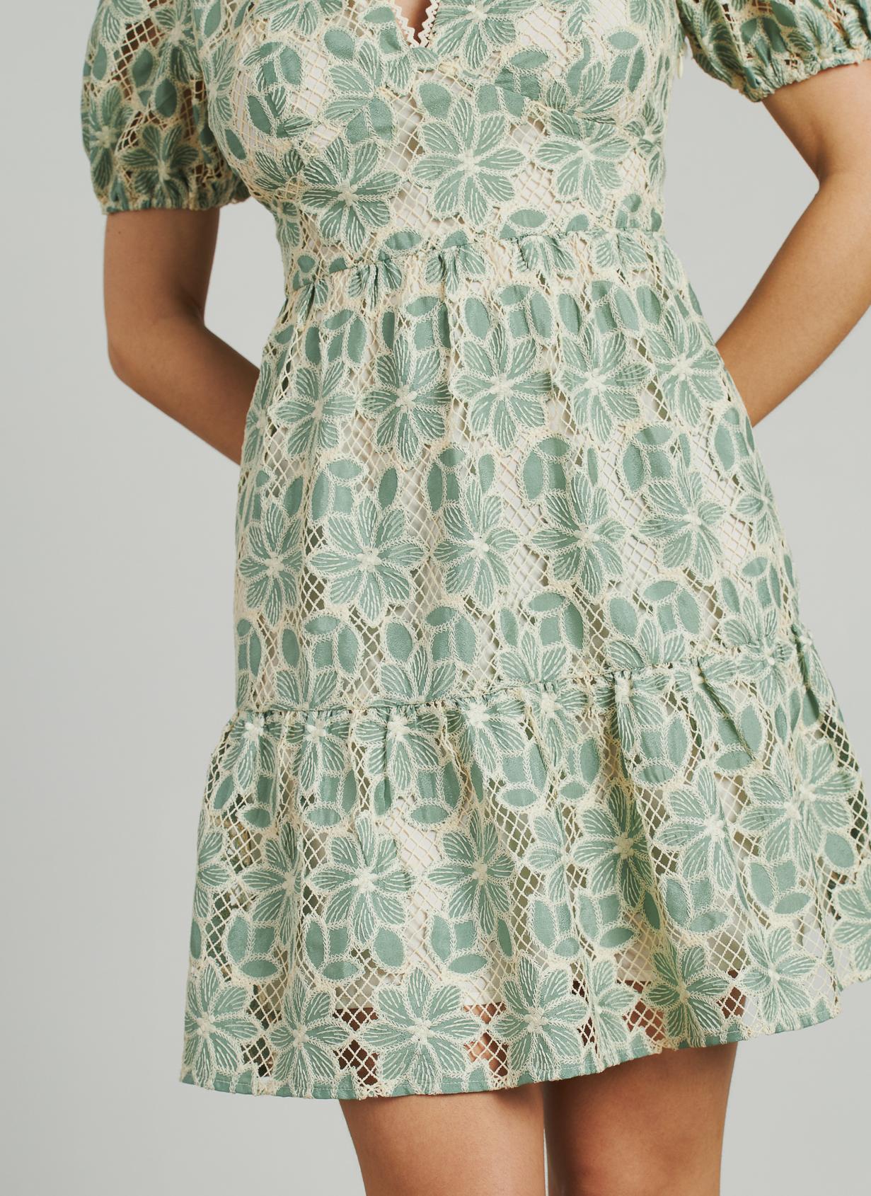 MINI DRESS EMBROIDERED FLOWERS