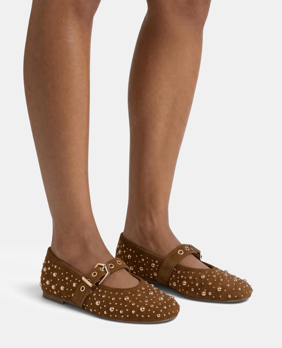 SCARPE DA BALLO IN PELLE CON BOTTONI METALLICI