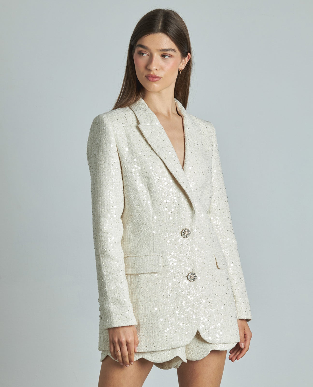 SEQUIN BLAZER JEWEL BUTTON