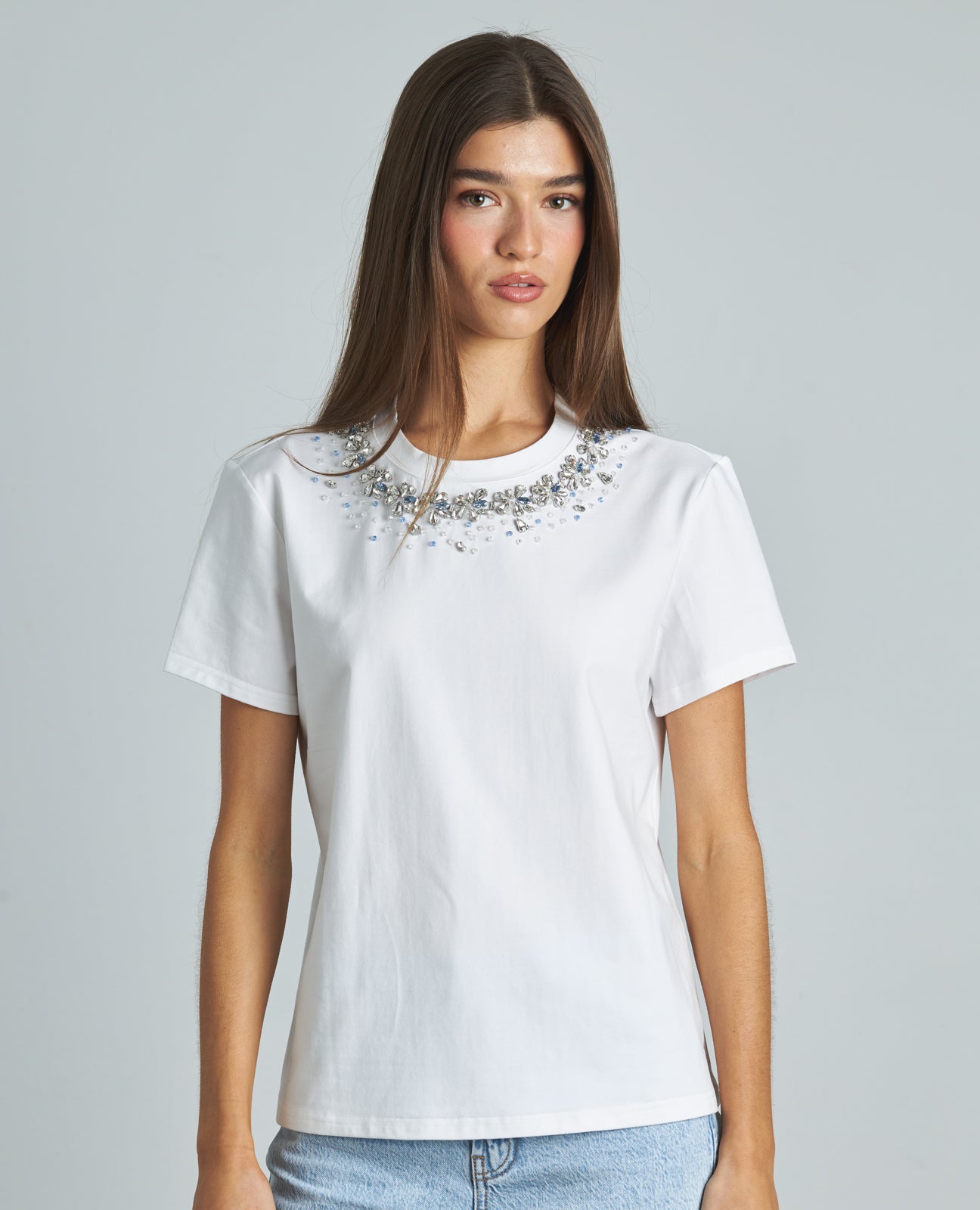 COLLETTO DI MAGLIETTA CON STRASS