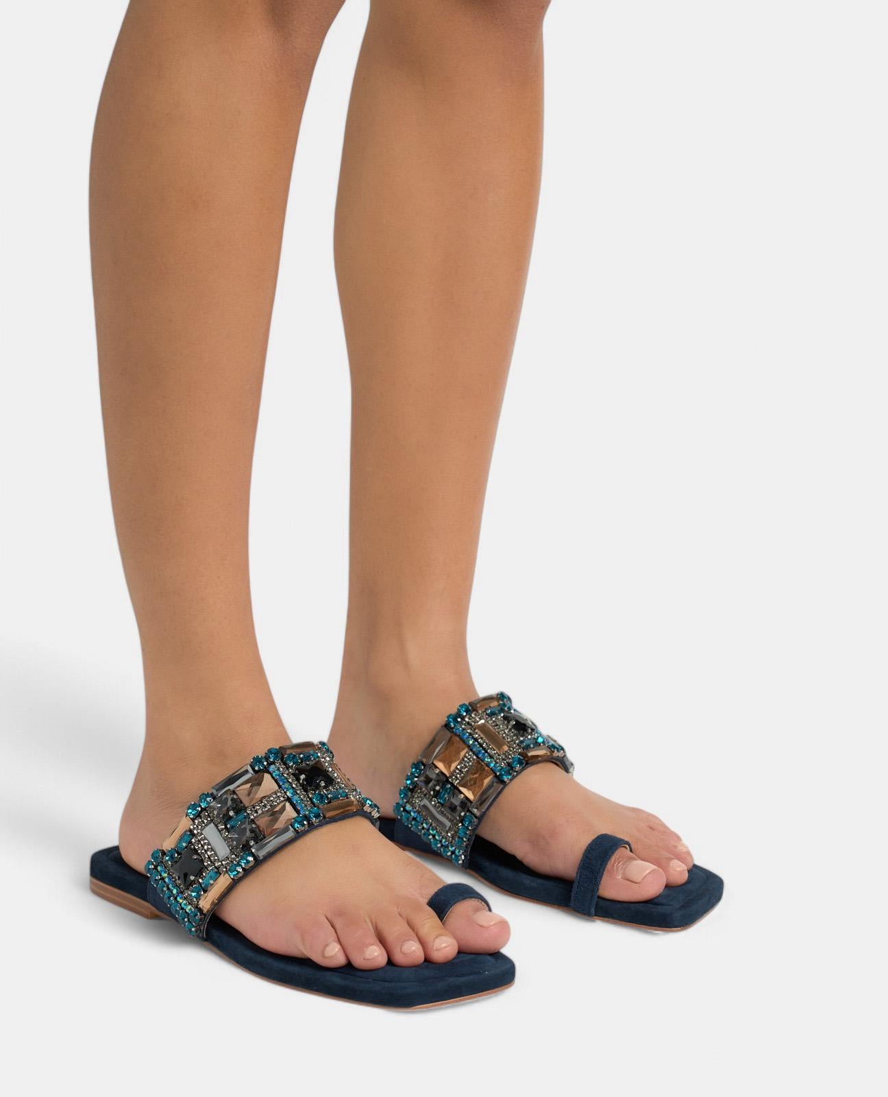 SQUARE TOE BEADED SANDAL