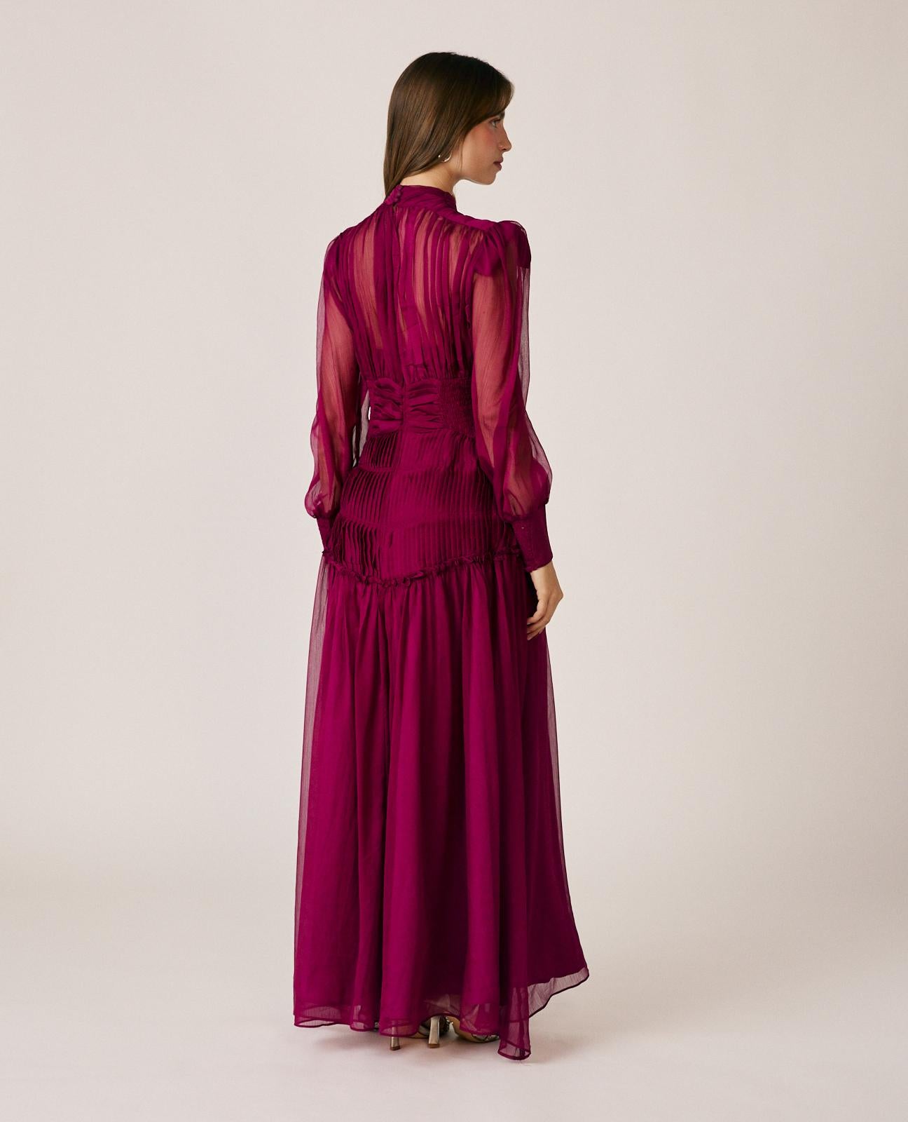 VESTIDO LARGO GASA PLISADO