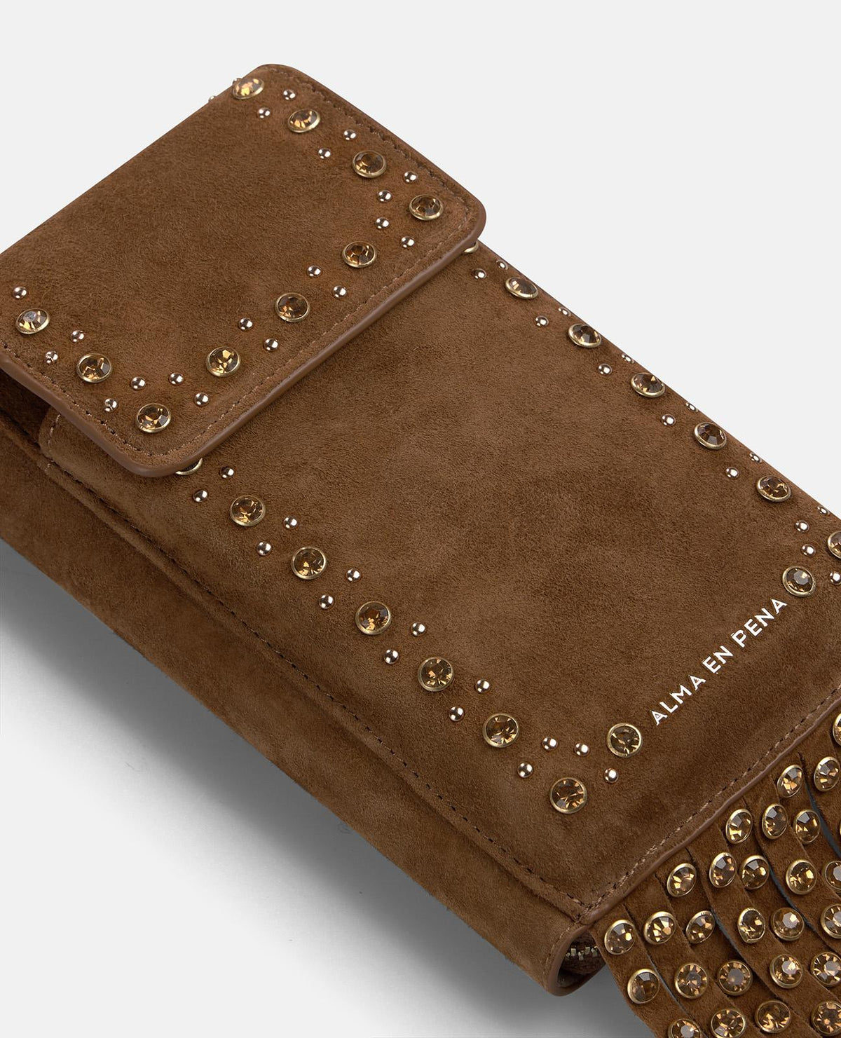 BOLSA CARTEIRA NATALIA EM CAMURÇA COM FRANJAS