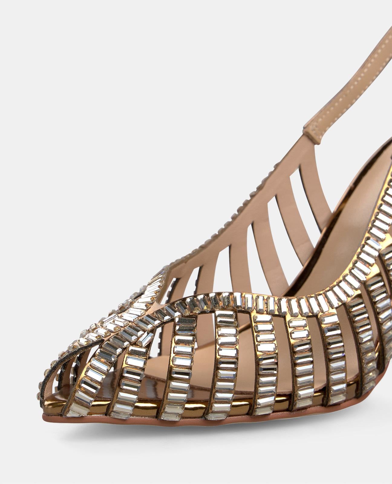 SAPATO DE SALTO COM EFEITO CRISTAL