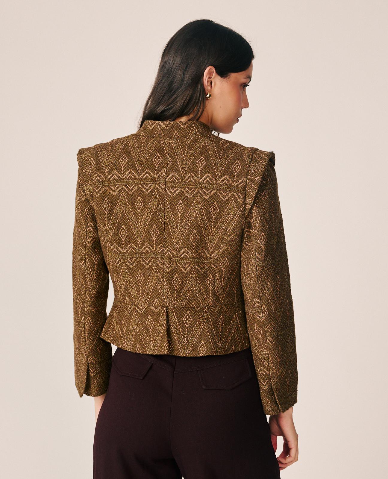 CHAQUETA JACQUARD ESTAMPADO GEOMÉTRICO