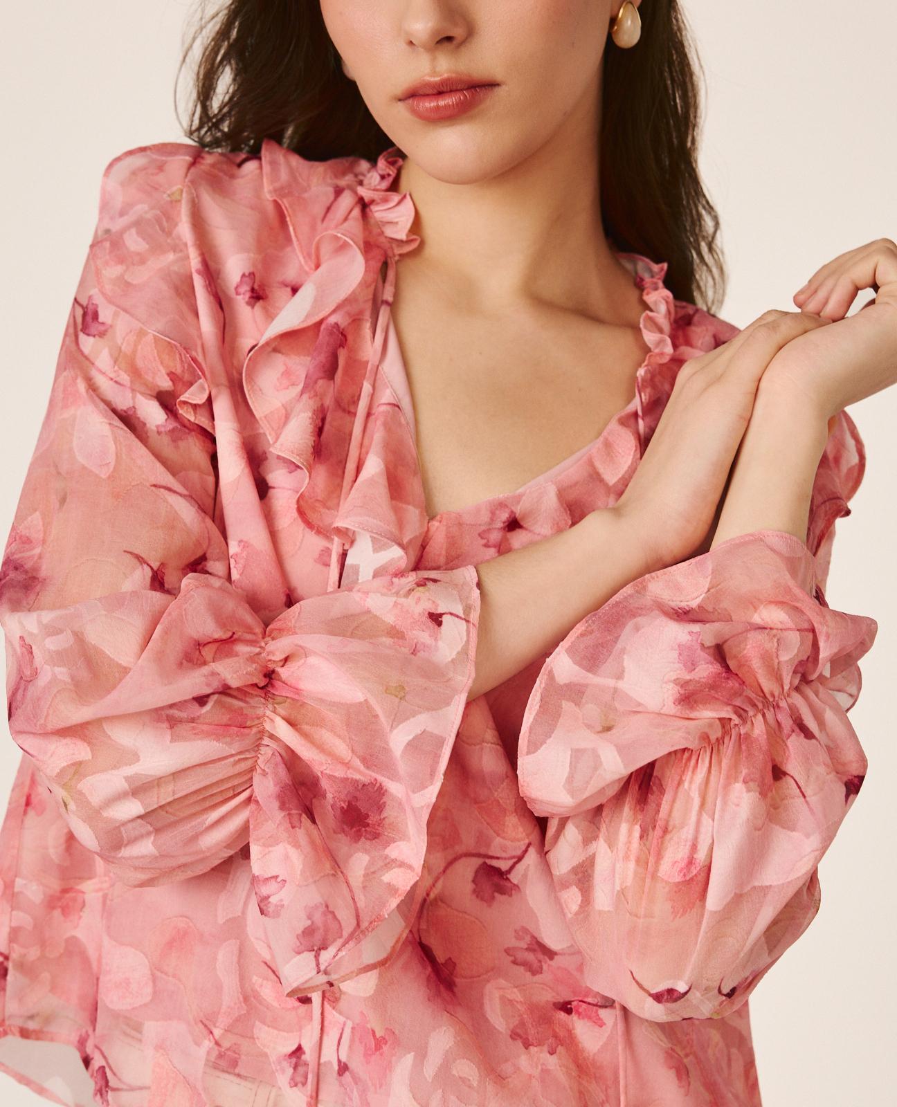 BLUSA DE MANGA LONGA COM FLORES