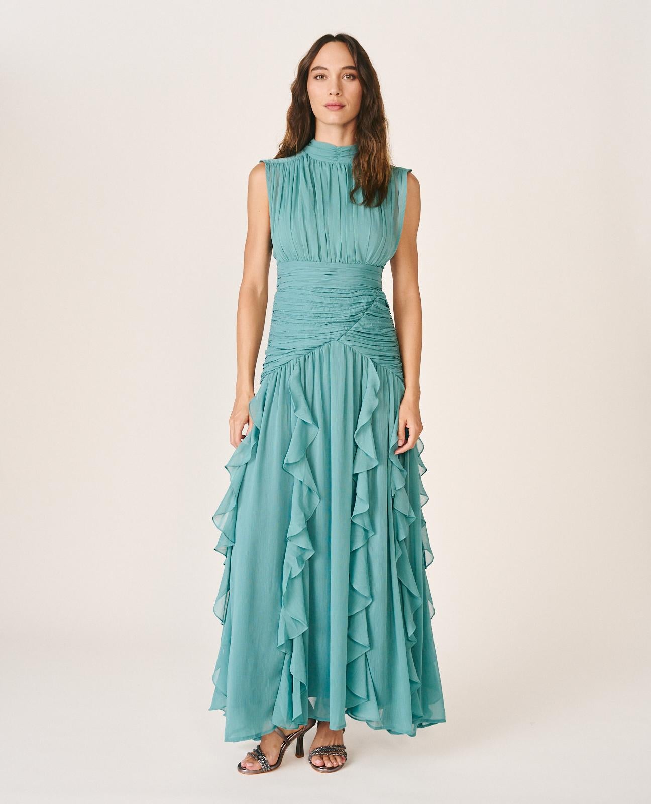 VESTIDO LARGO VOLANTES