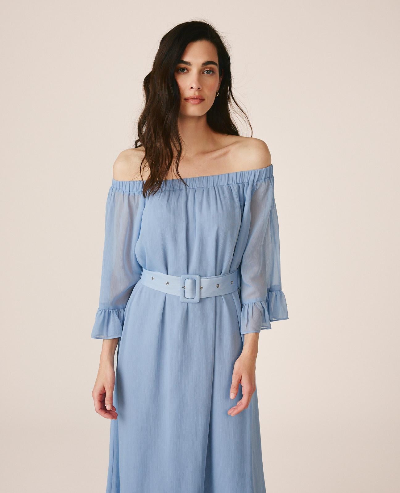 FLARED SLEEVE MIDI DRESS