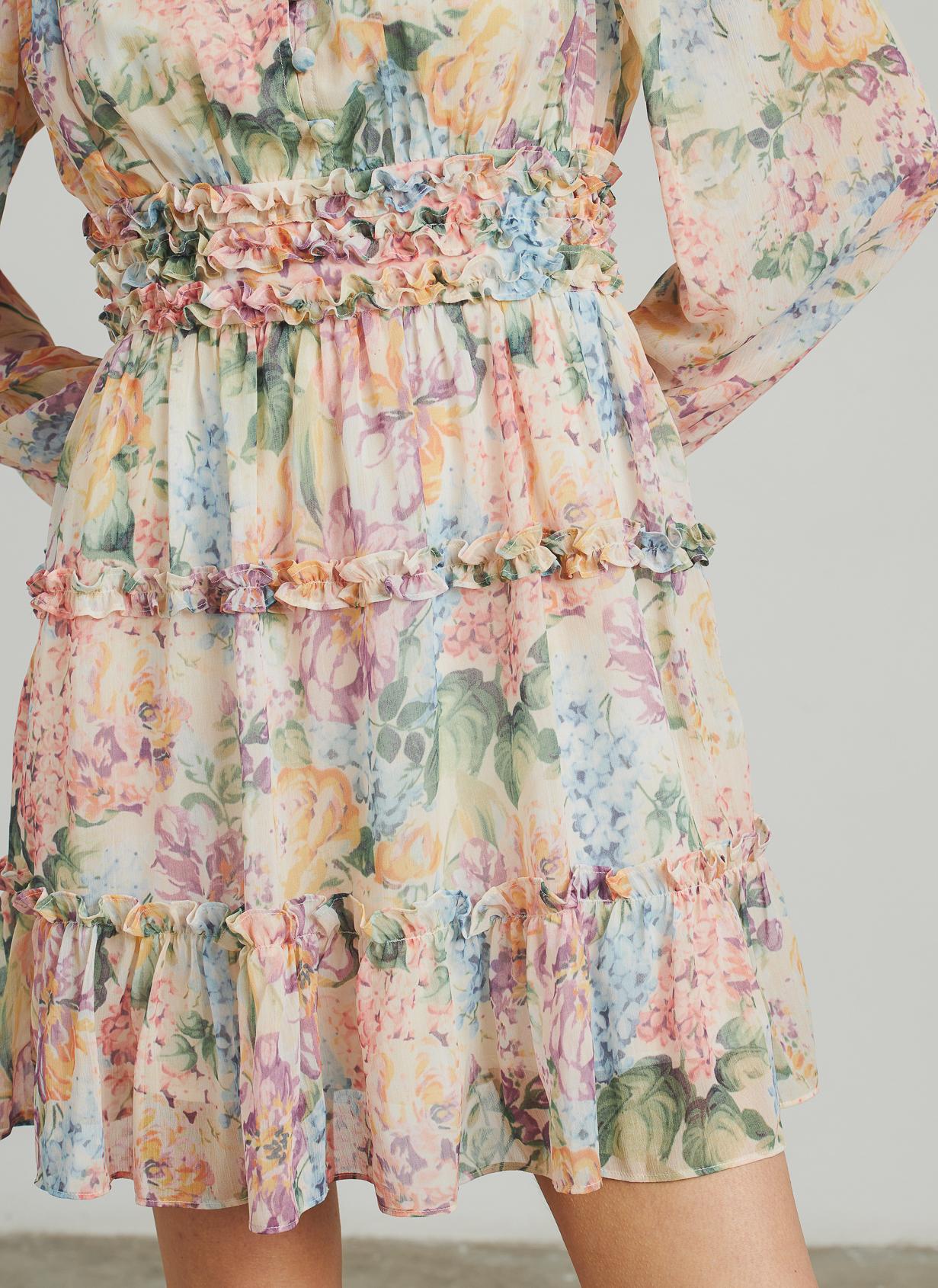 SHORT DRESS WITH RUFFLED PRINT