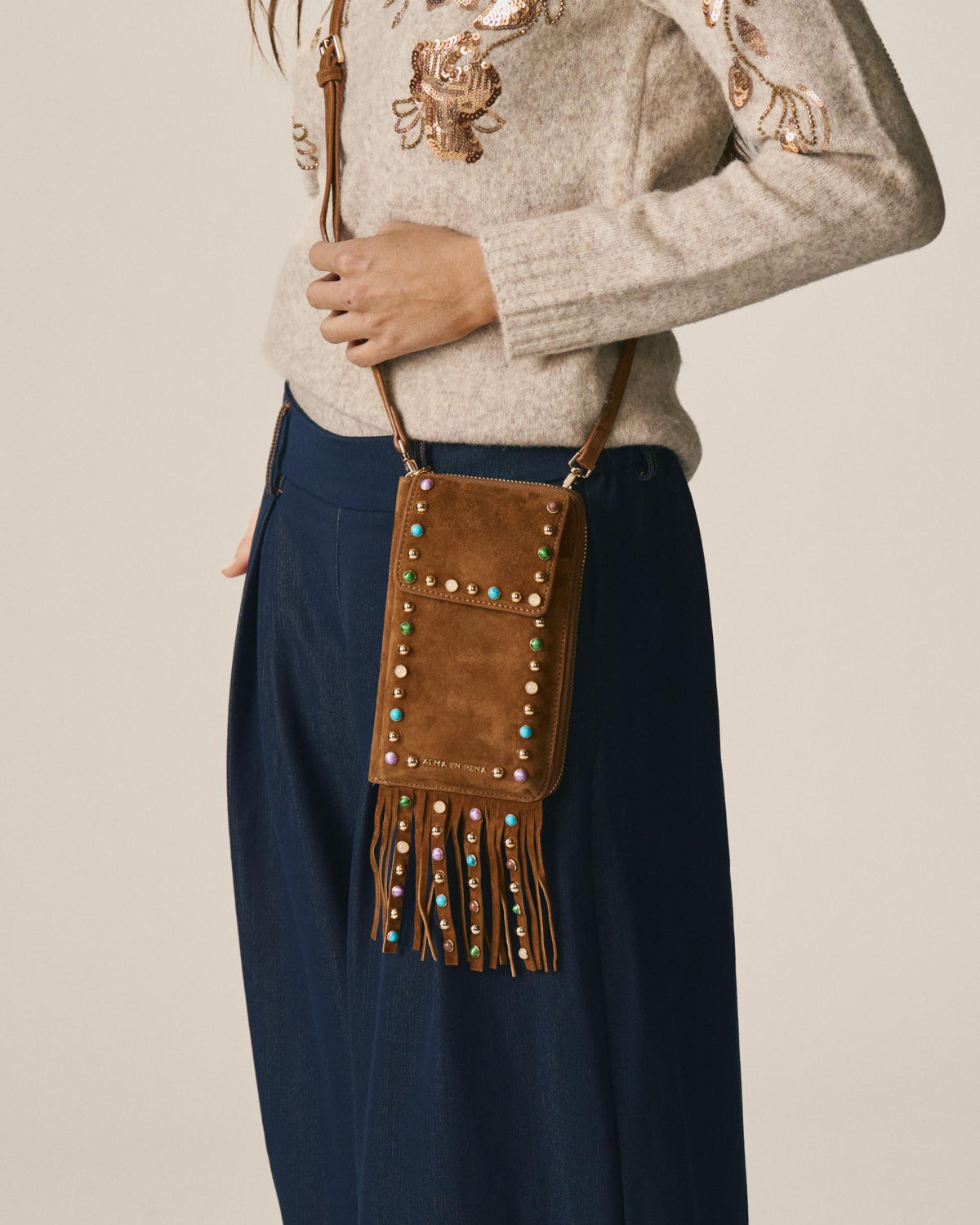 BORSA A TRACOLLA NATALIA IN PELLE CON STRASS COLORATI