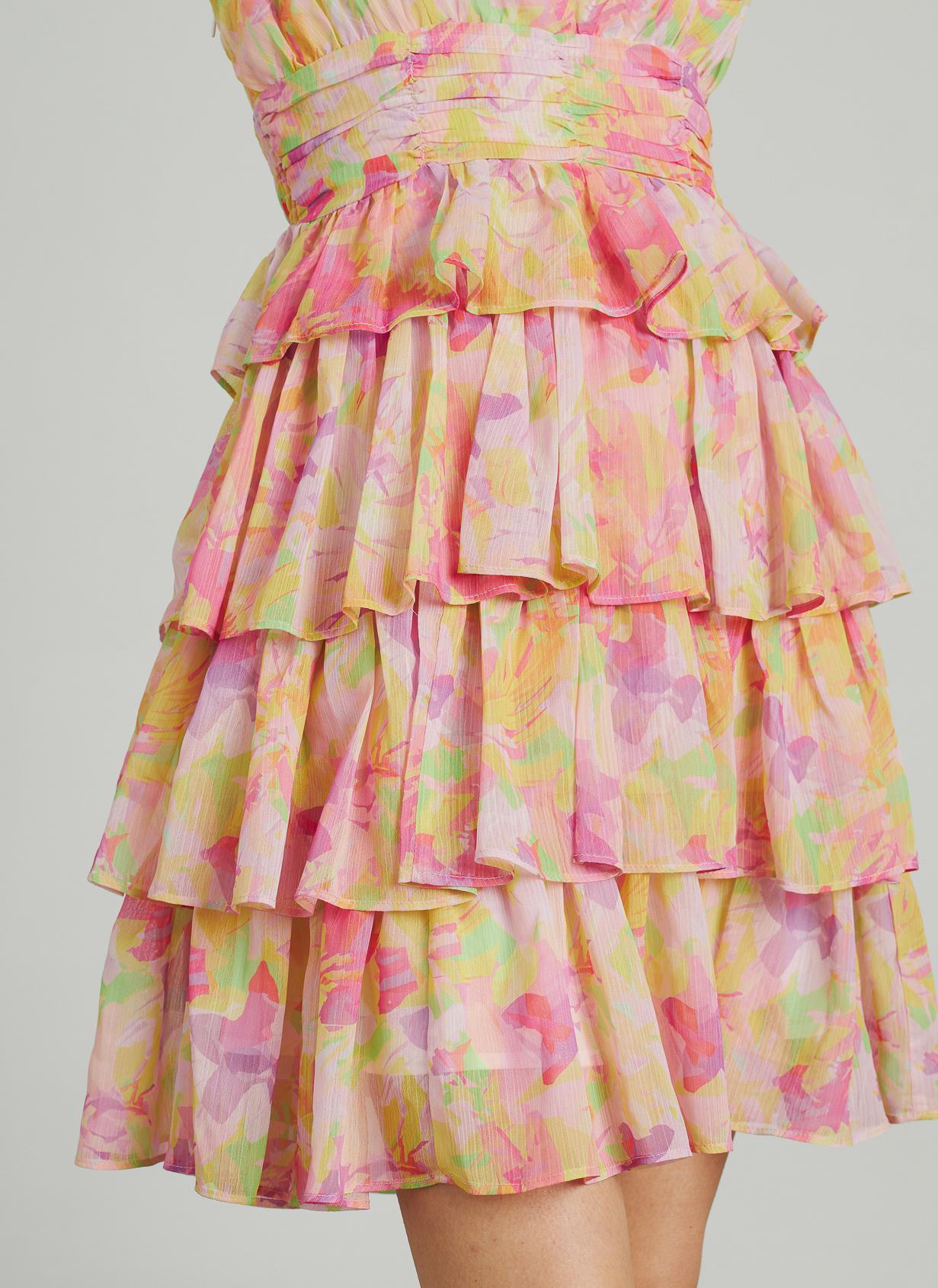 RUFFLED DRESS WITH RUFFLED WAIST