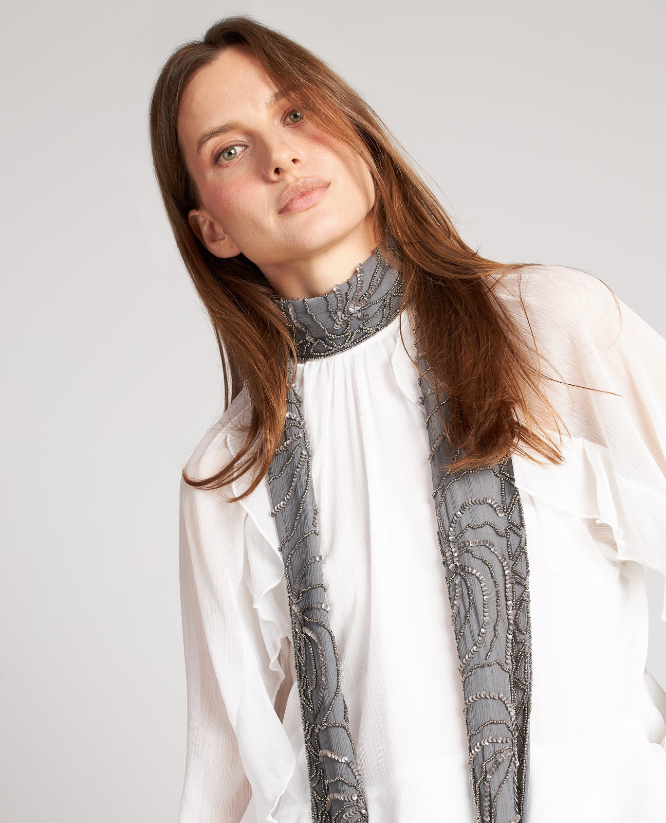 CHIFFON SCARF WITH DETAILS