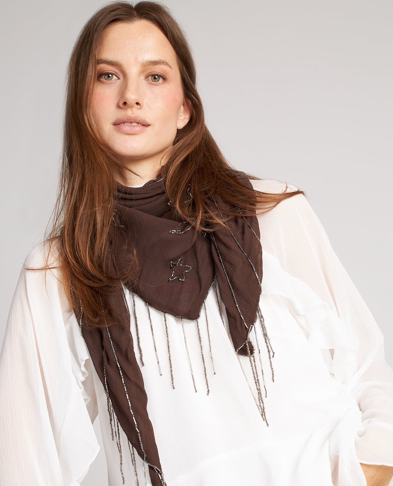 TRIANGULAR BEADED SCARF